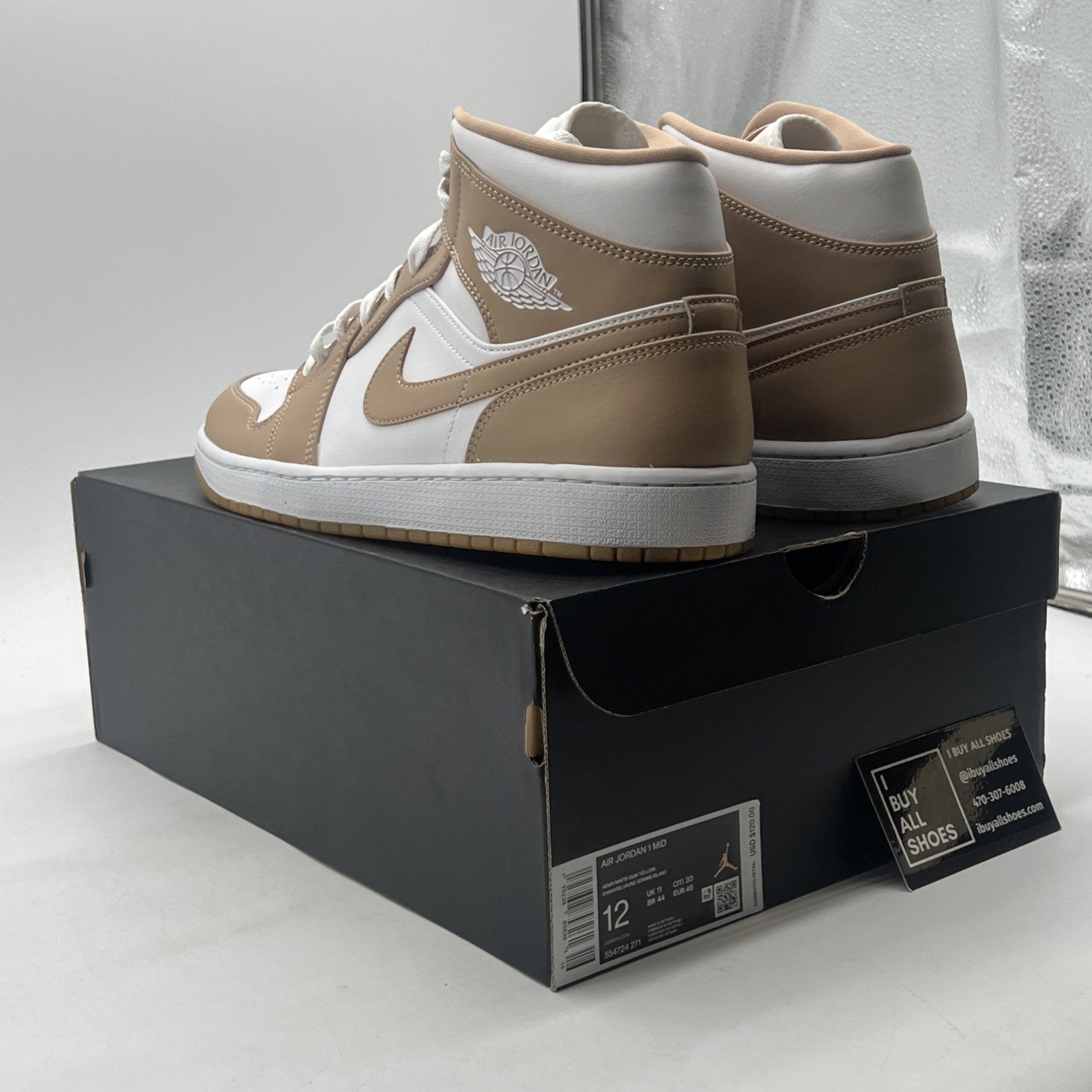 Size 12 - Air Jordan 1 Mid Tan Gum (554724-271)