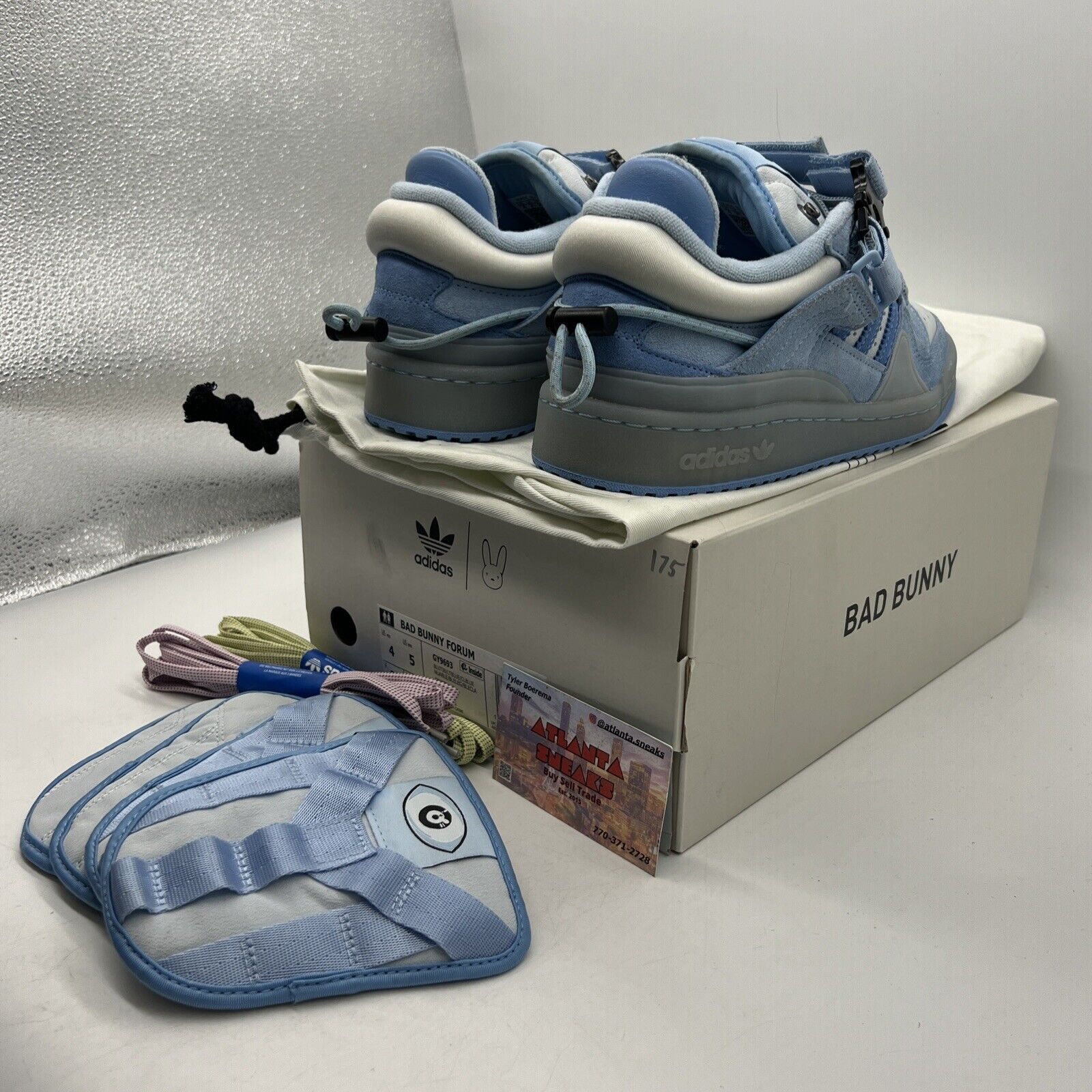 Size 4 - adidas Bad Bunny x Forum Buckle Low Blue Tint White Leather (GY9693)