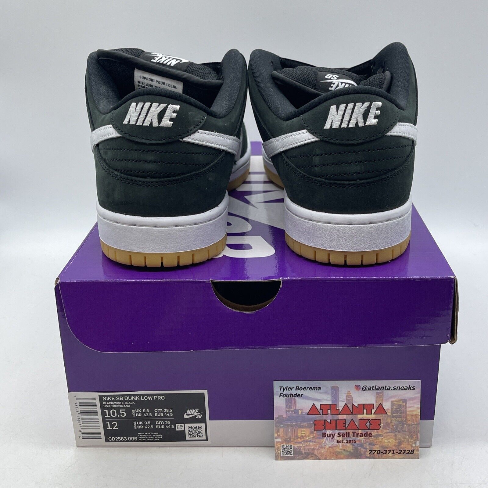 Size 10.5 - Nike Dunk Low SB Black Gum White Suede (CD2563-006)