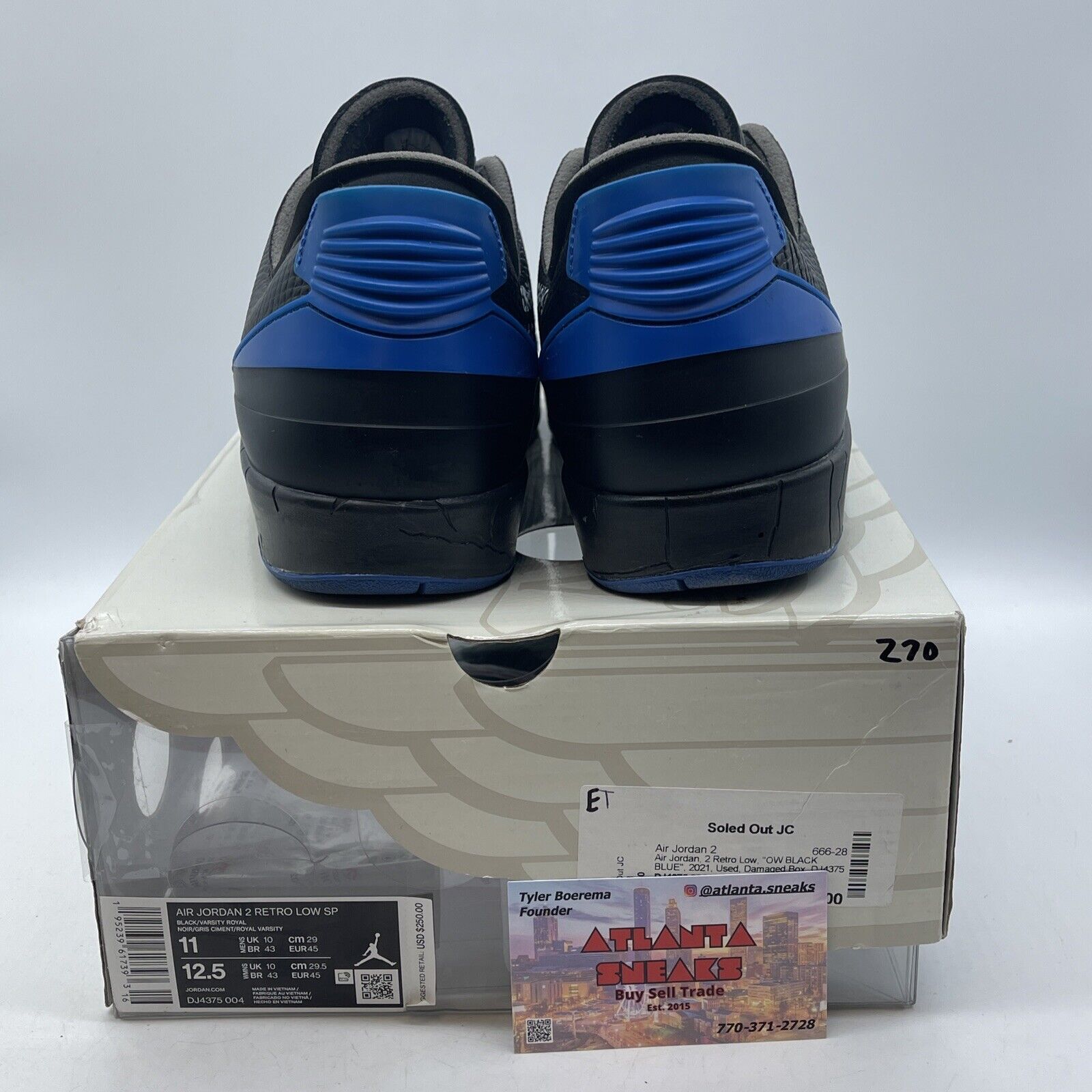 Size 11 - Off-White x Air Jordan 2 Retro SP Low Black Varsity Royal (DJ4375-004)