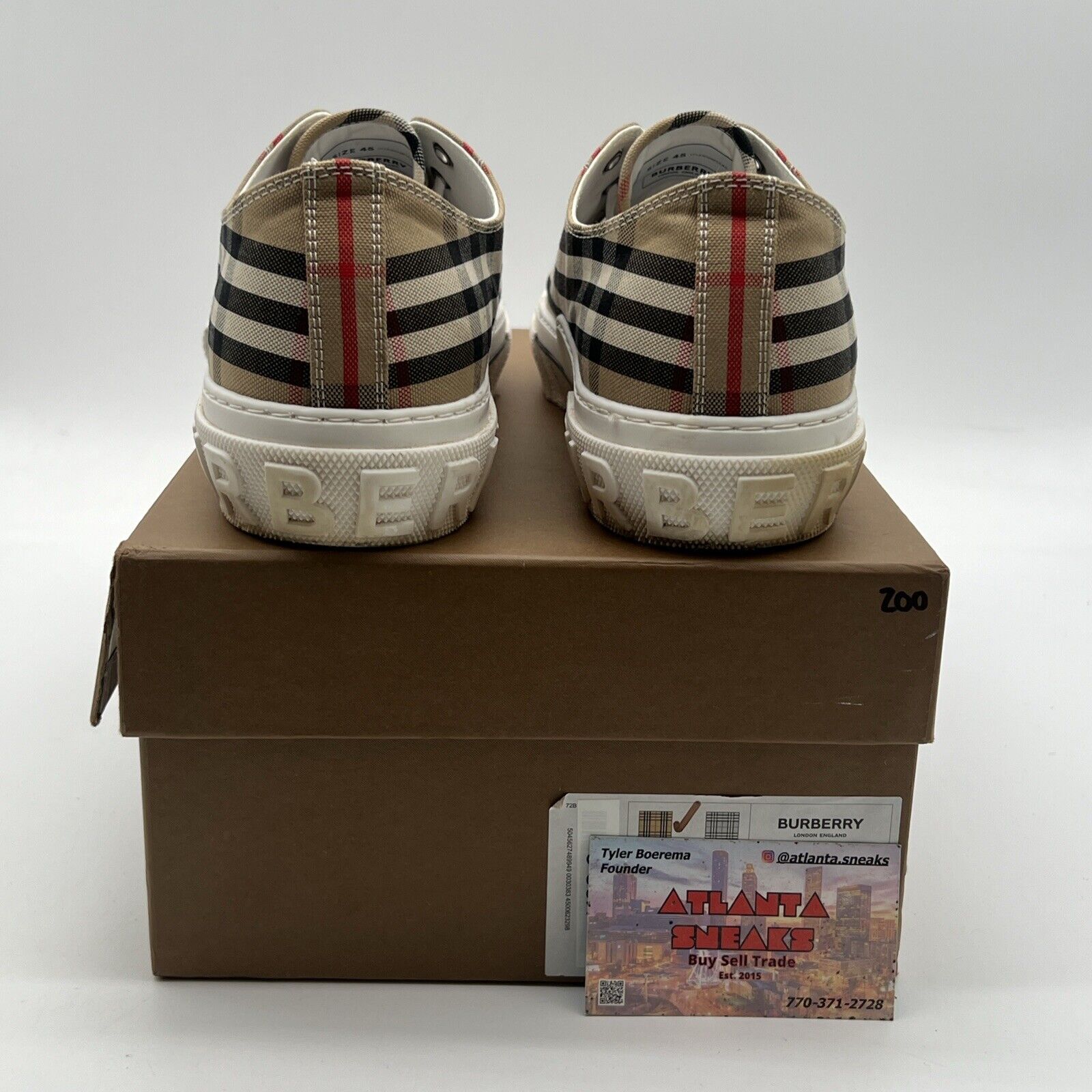 Size 12 - Burberry vintage check canvas low  top sneakers( Authentic)