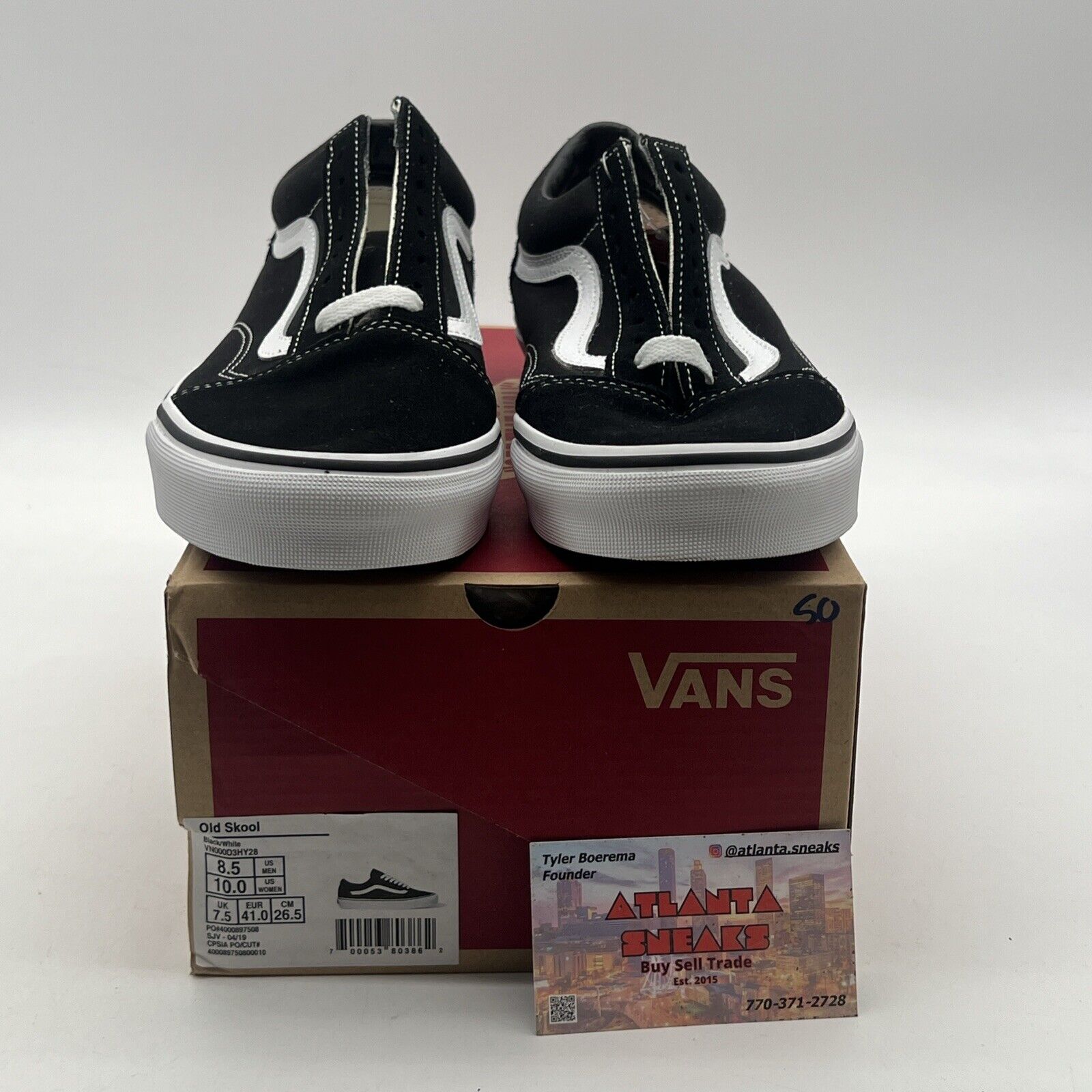 Size 8.5 - VANS Old Skool Black White (VN000D3HY28)