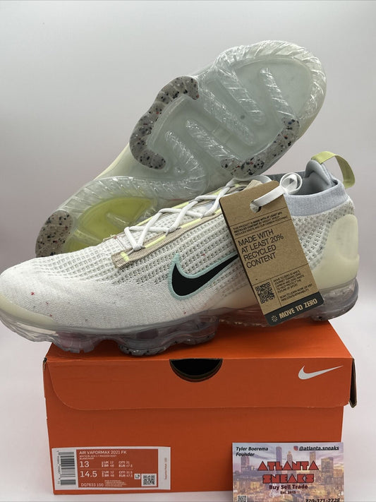 Size 13 - Nike Air VaporMax Flyknit 2021 Mismatched Swoosh - White 2022