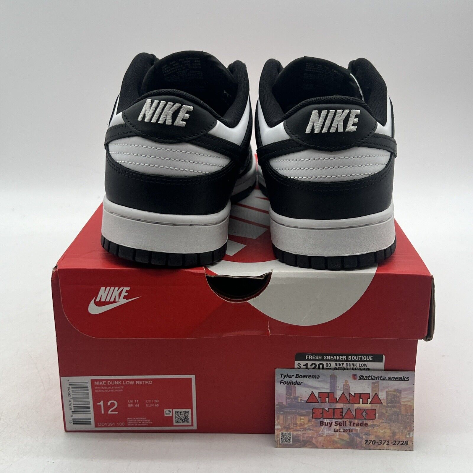 Size 12 - Nike Dunk Low Black White Leather (DD1391-100)