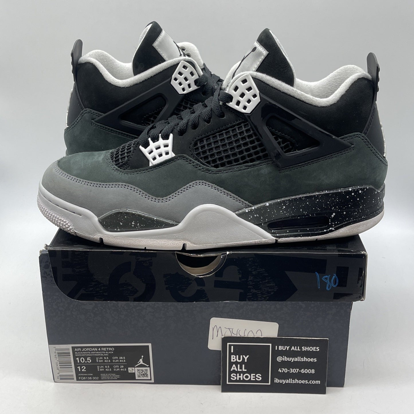 Size 10.5 - Air Jordan 4 Retro 2024 Fear Black Grey Suede (FQ8138-002)