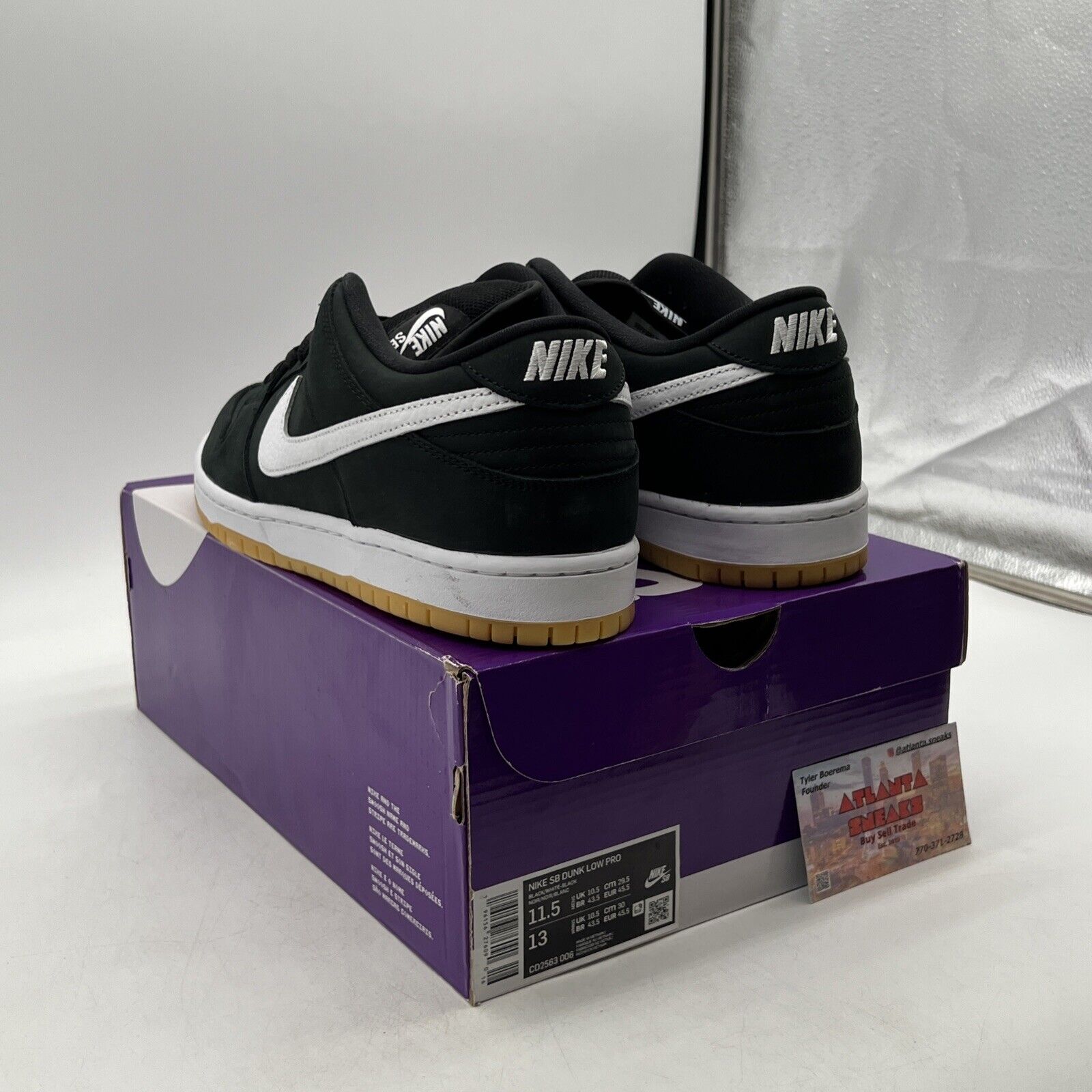 Size 11.5 - Nike Dunk Low SB Black Gum Suede White Gum (CD2563-006)
