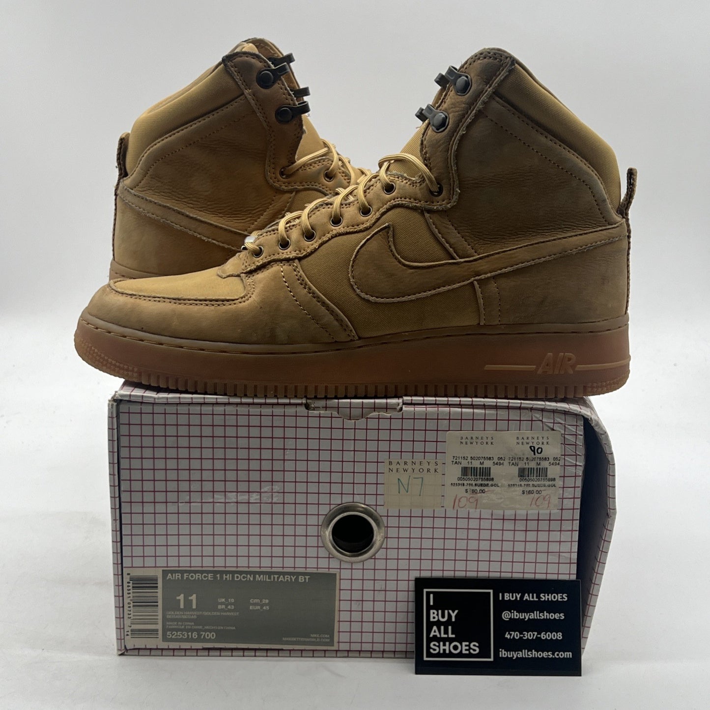 Size 11 - Nike Air Force 1 Dcn Military Bt High Brown (525316-700)
