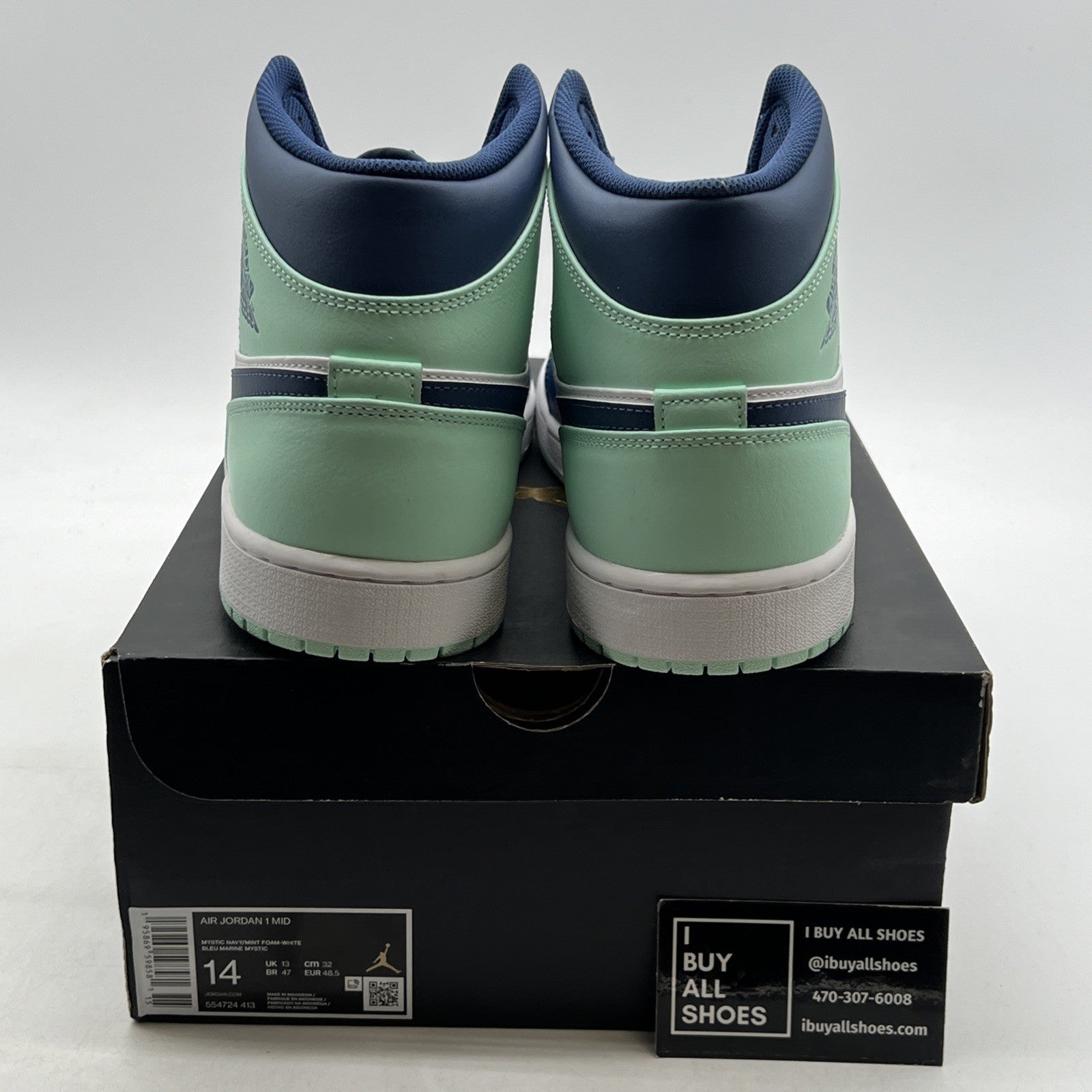 Size 14 - Air Jordan 1 Mid Blue Mint 2022 (554724-413)
