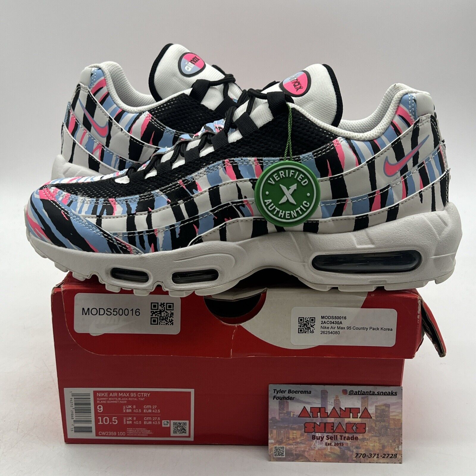 Size 9 - Nike Air Max 95 South Korea Black Pink White Leather (CW2359-100)