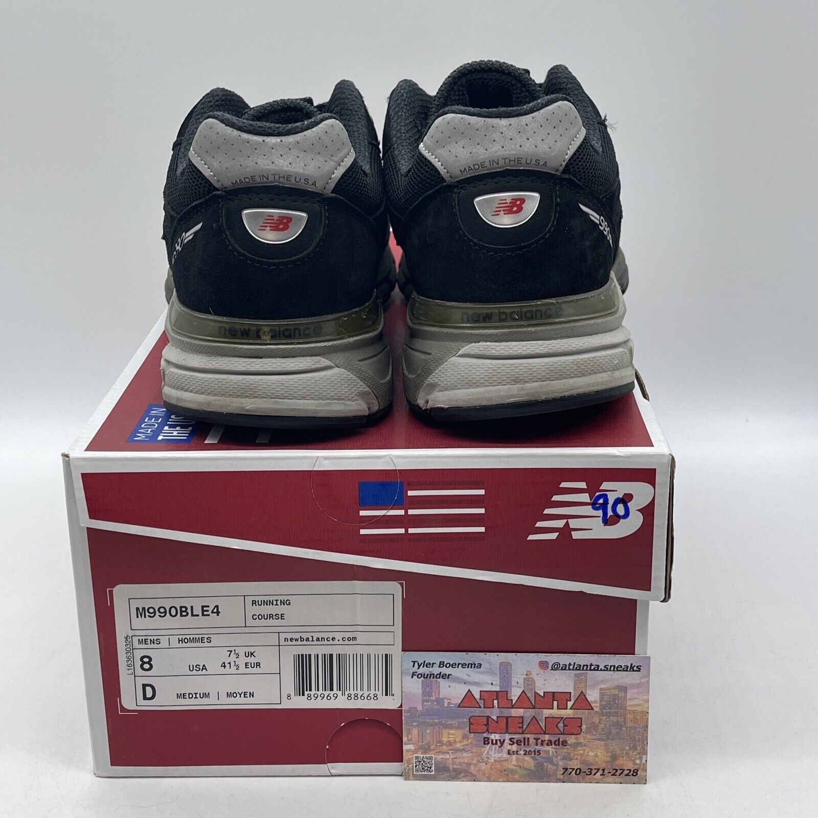 Size 8 - New Balance 990v4 Reflective Made in USA Black Silver Red (M990BLE4)