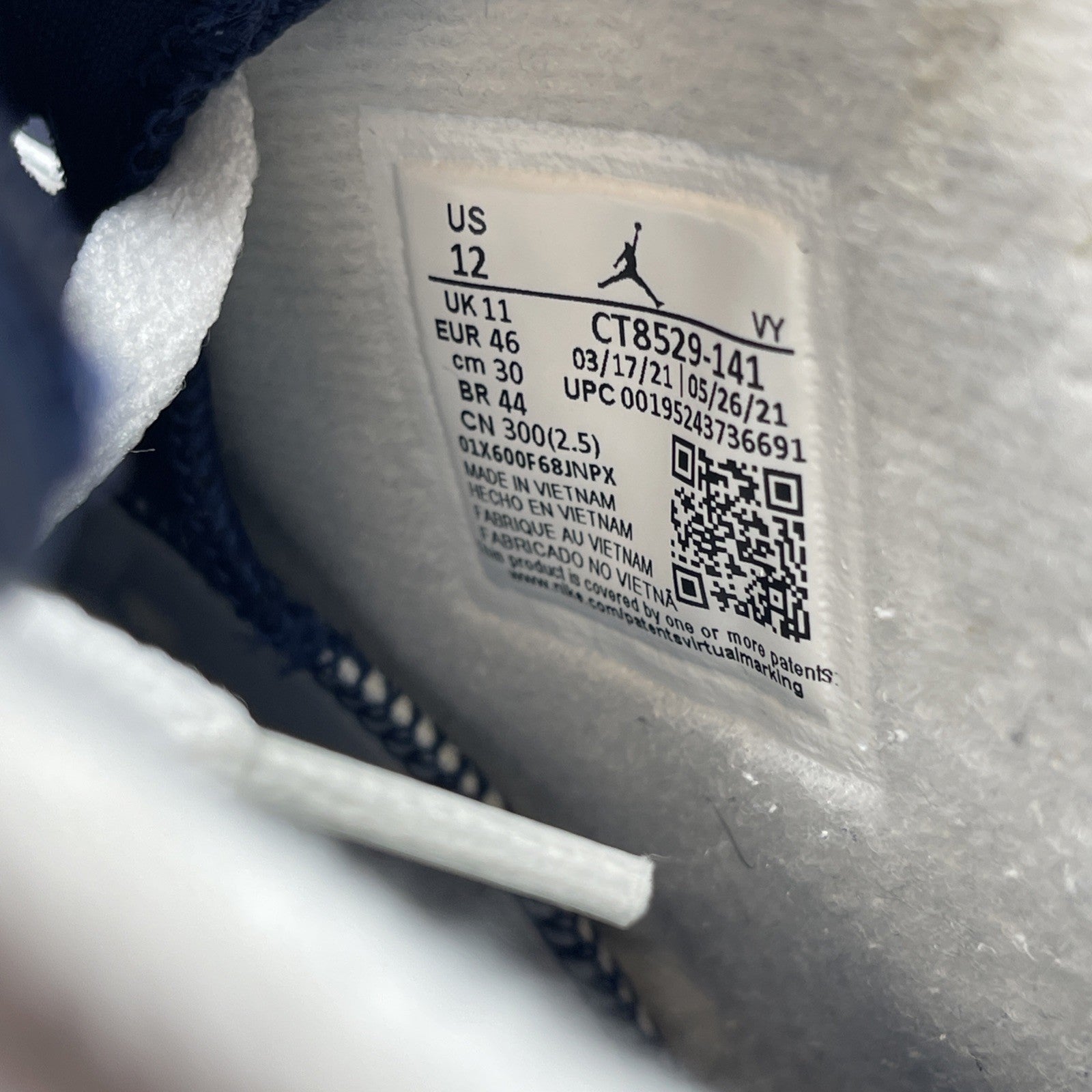 Size 12 - Jordan 6 Retro Midnight Navy Blue White Leather (CT8529-141)