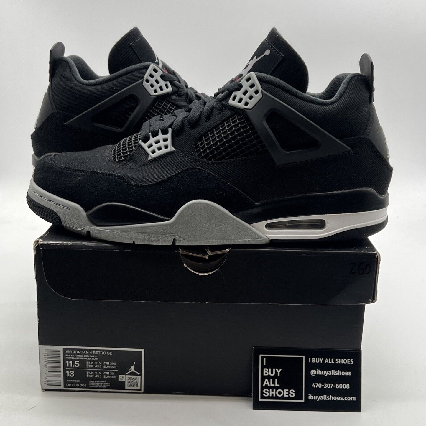 Size 11.5 - Air Jordan 4 Retro SE Mid Black Canvas (DH7138-006)