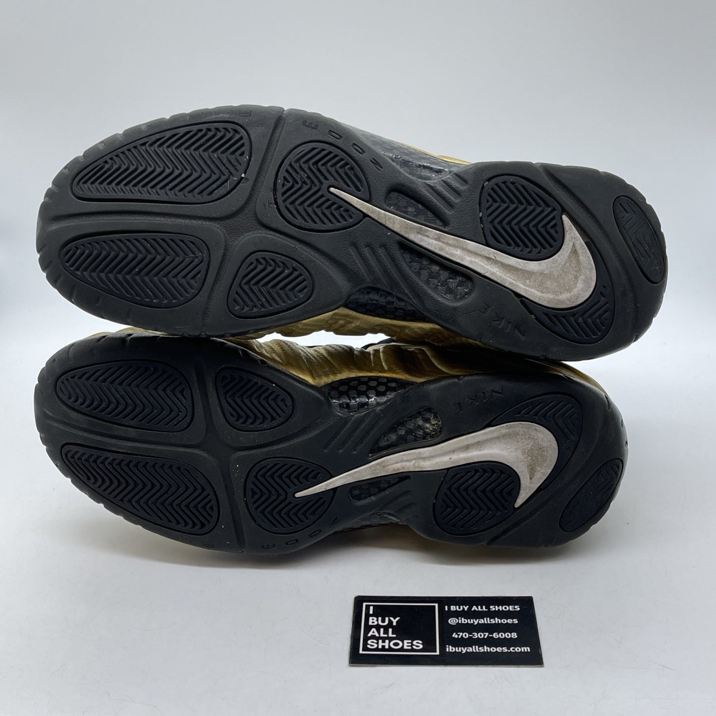 Size 11.5 - Nike Air Foamposite Pro Metallic Gold Black Suede (624041-701)