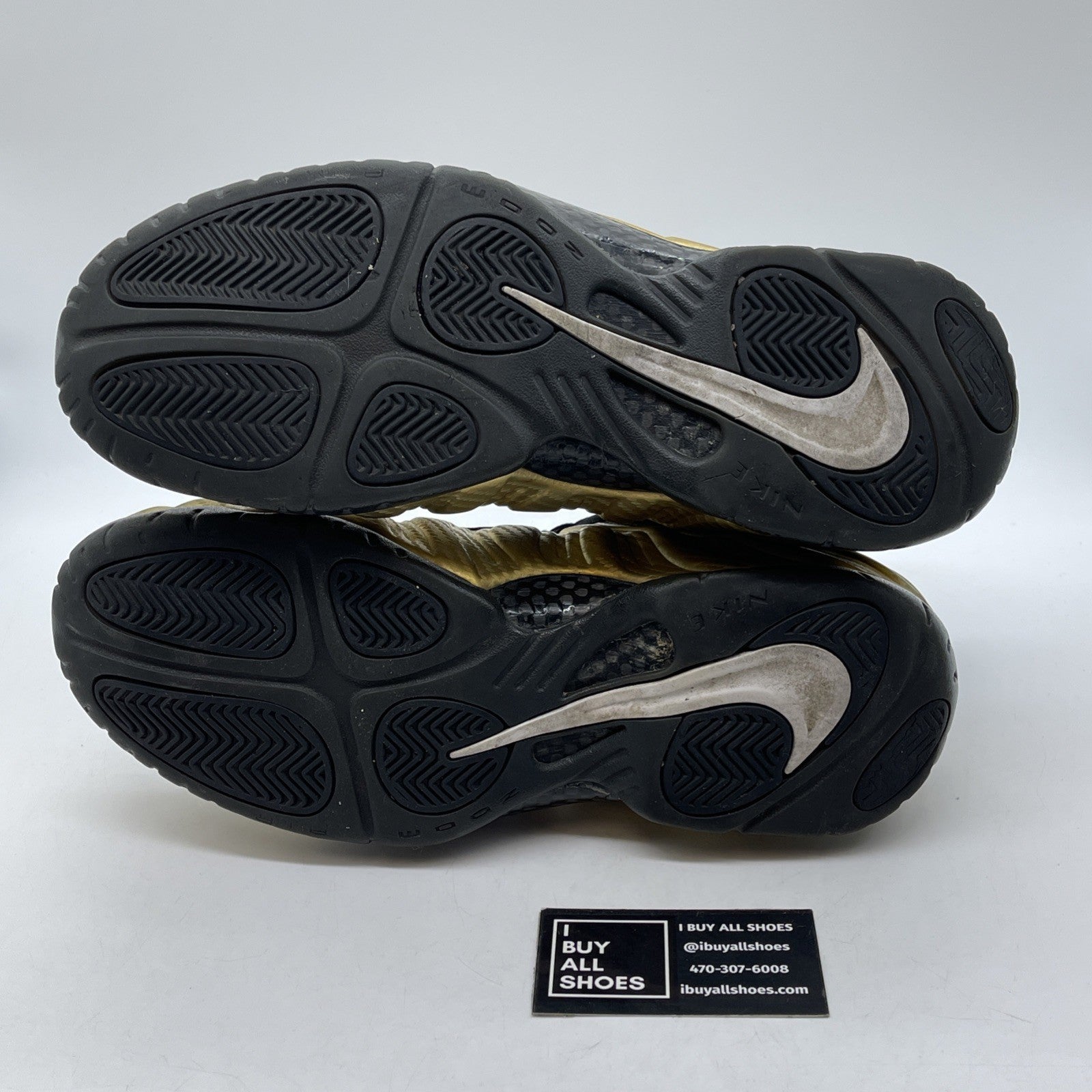 Size 11.5 - Nike Air Foamposite Pro Metallic Gold Black Suede (624041-701)