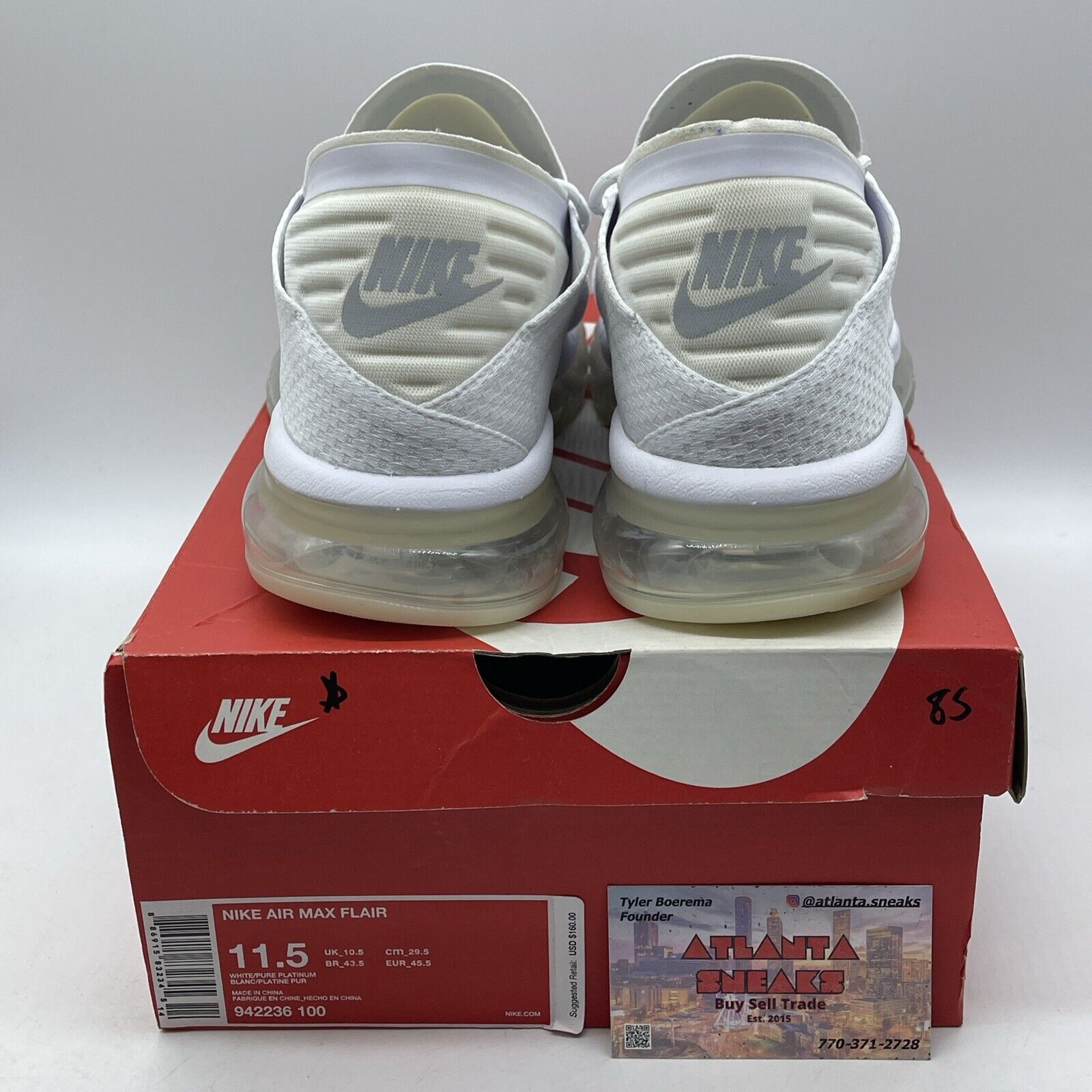 Size 11.5 - Nike Air Max Flair Triple White Suede Leather (942236-100)