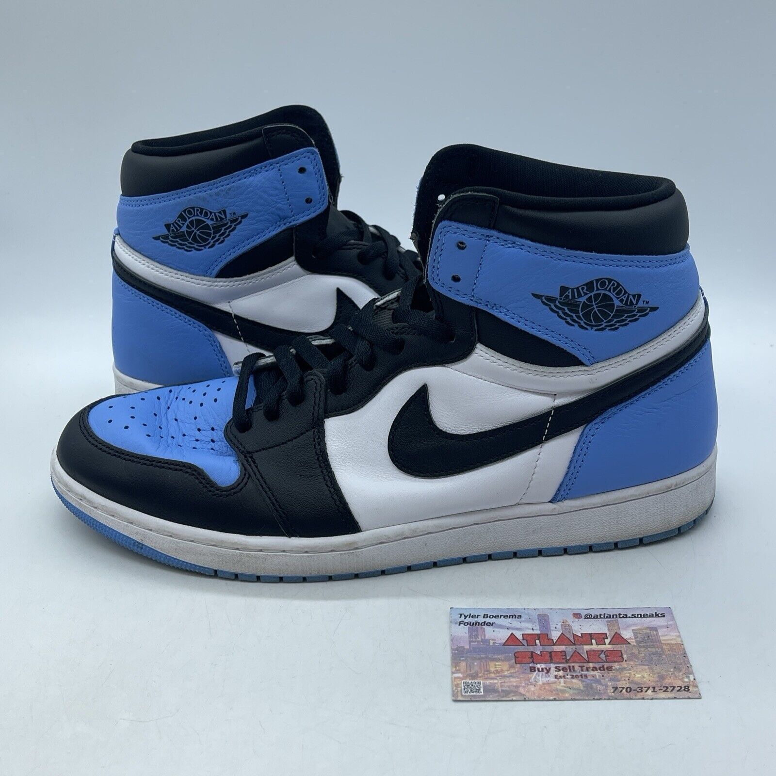 Size 12 - Jordan 1 Retro OG High UNC Toe Black White Blue Leather (DZ5485-400)