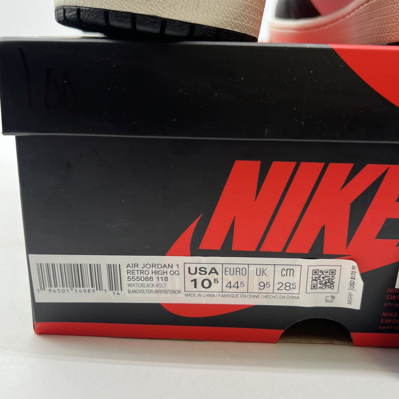 Size 10.5 - Air Jordan 1 Retro High OG Volt (555088-118)