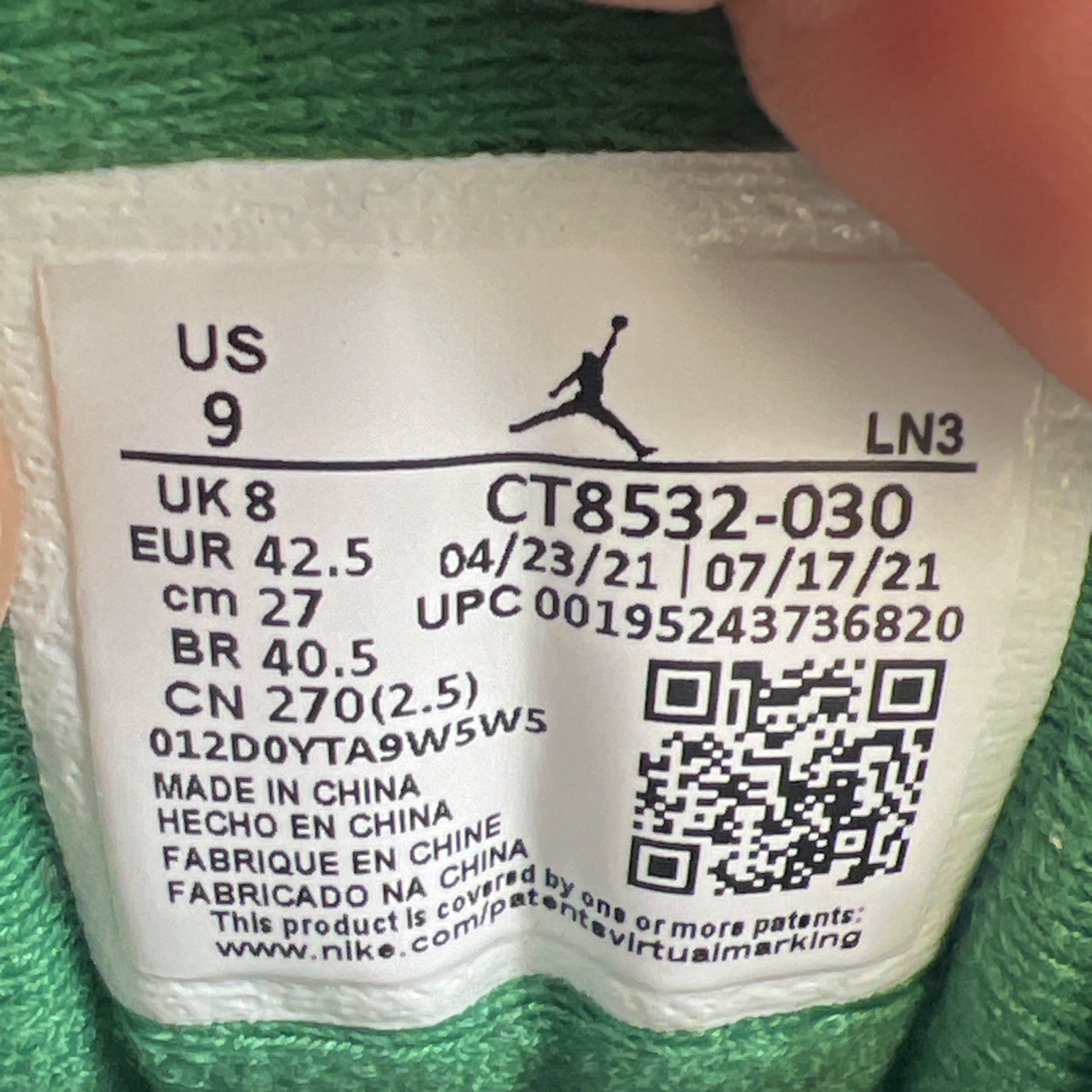 Size 9 - Air Jordan 3 Retro Mid Pine Green (CT8532-030)