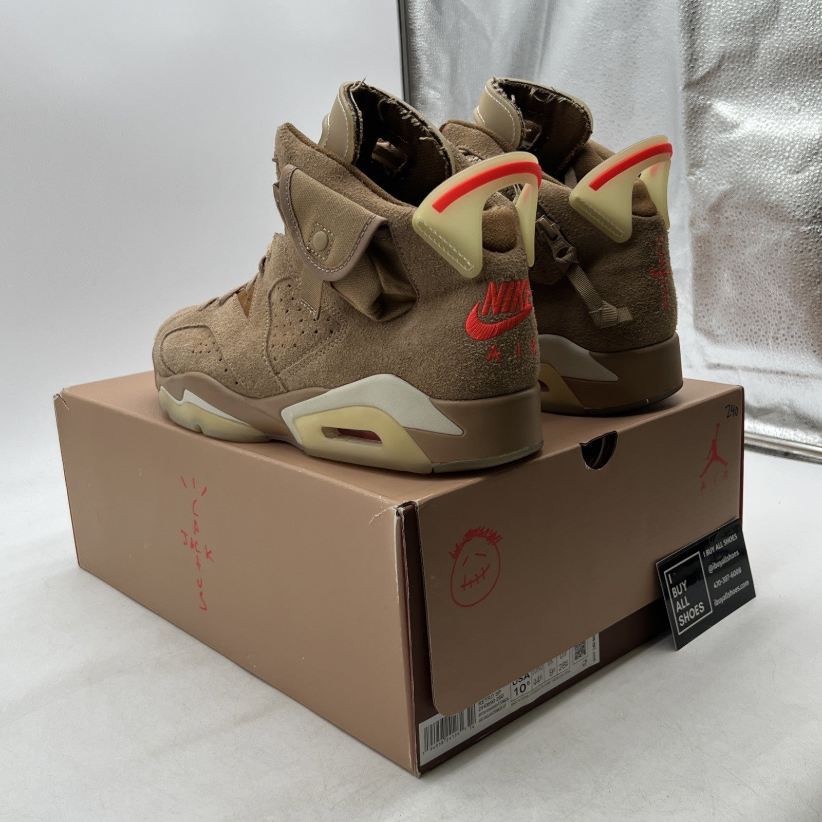 Size 10.5 - Air Jordan 6 Retro x Travis Scott Mid British Khaki (DH0690-200)
