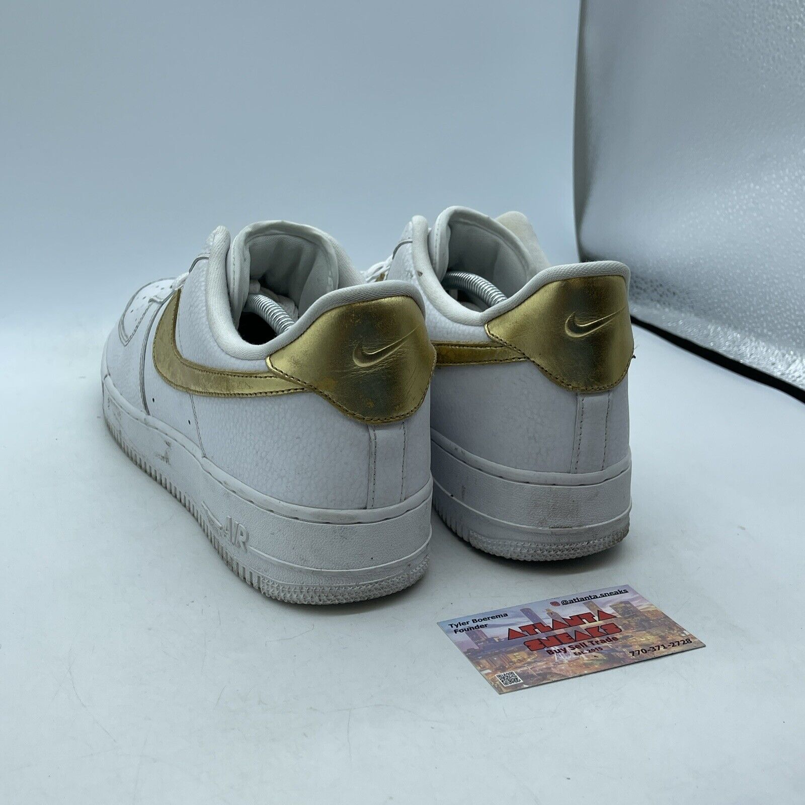 Size 12 - Nike Air Force 1 '07 LV8 Gold Foil Swoosh White Leather (DC2181-100)