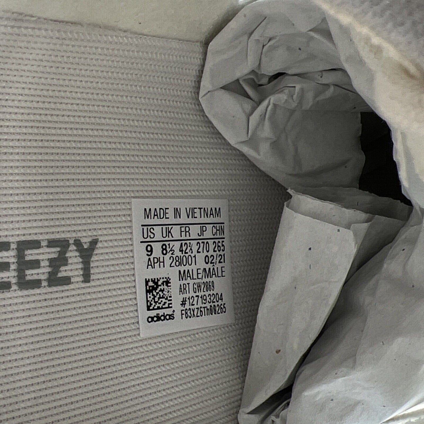 Size 8.5 - Adidas Yeezy Boost 350 V2 Mono Ice (2 Rights) (GW2869)