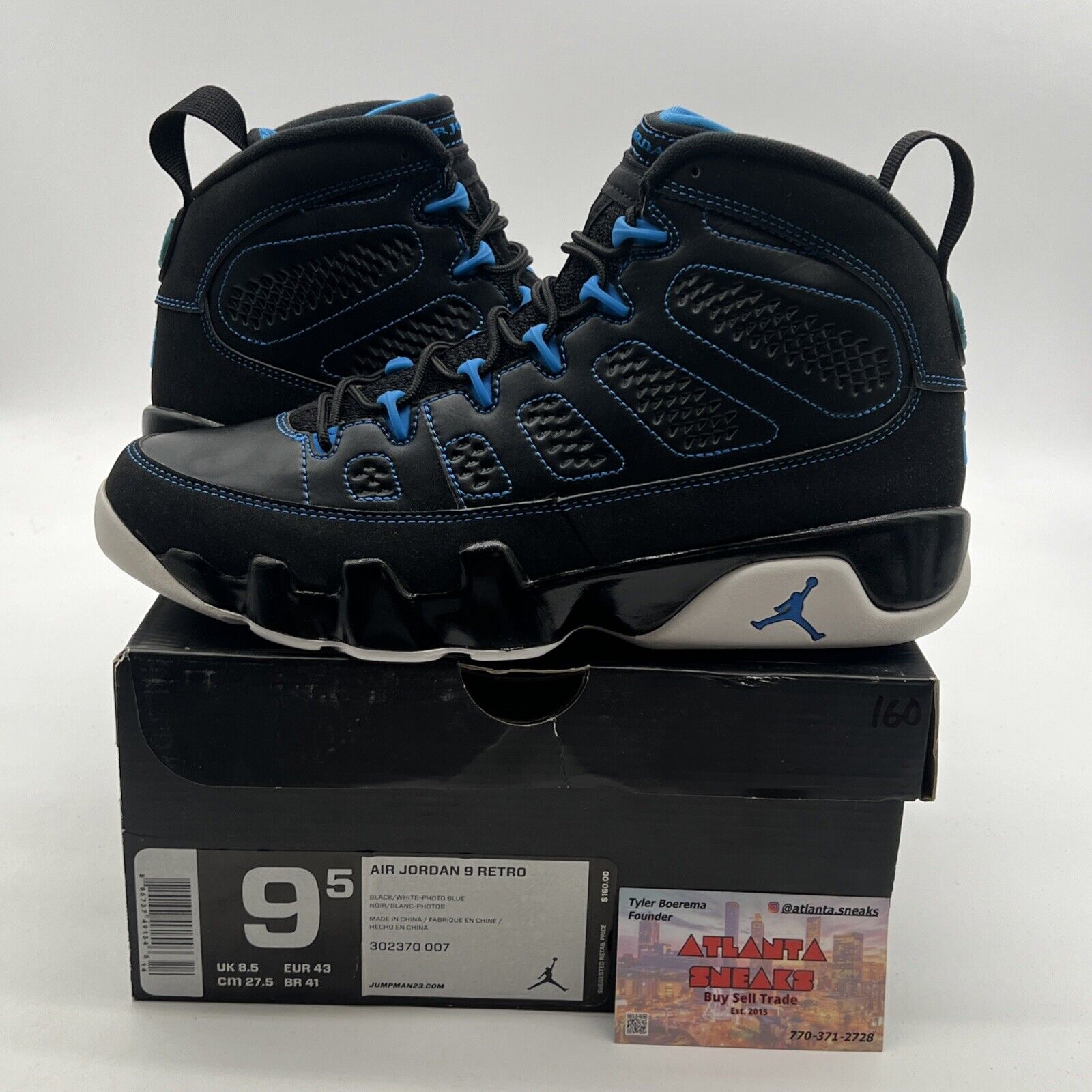 Size 9.5 - Air Jordan 9 Retro Photo Blue (302370-007)