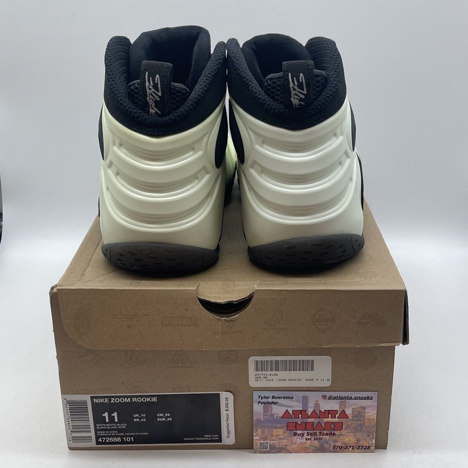 Size 11 - Nike Zoom Rookie Glow In The Dark White Black Silver (472688-101)