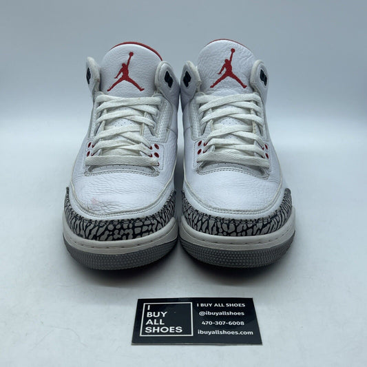 Size 10.5 - Jordan 3 Retro Hall of Fame 2018 Red White Grey Suede (136064-116)