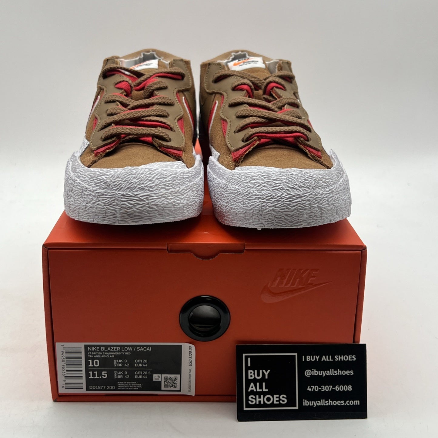Size 10 - Nike sacai x Blazer Low British Tan (DD1877-200)