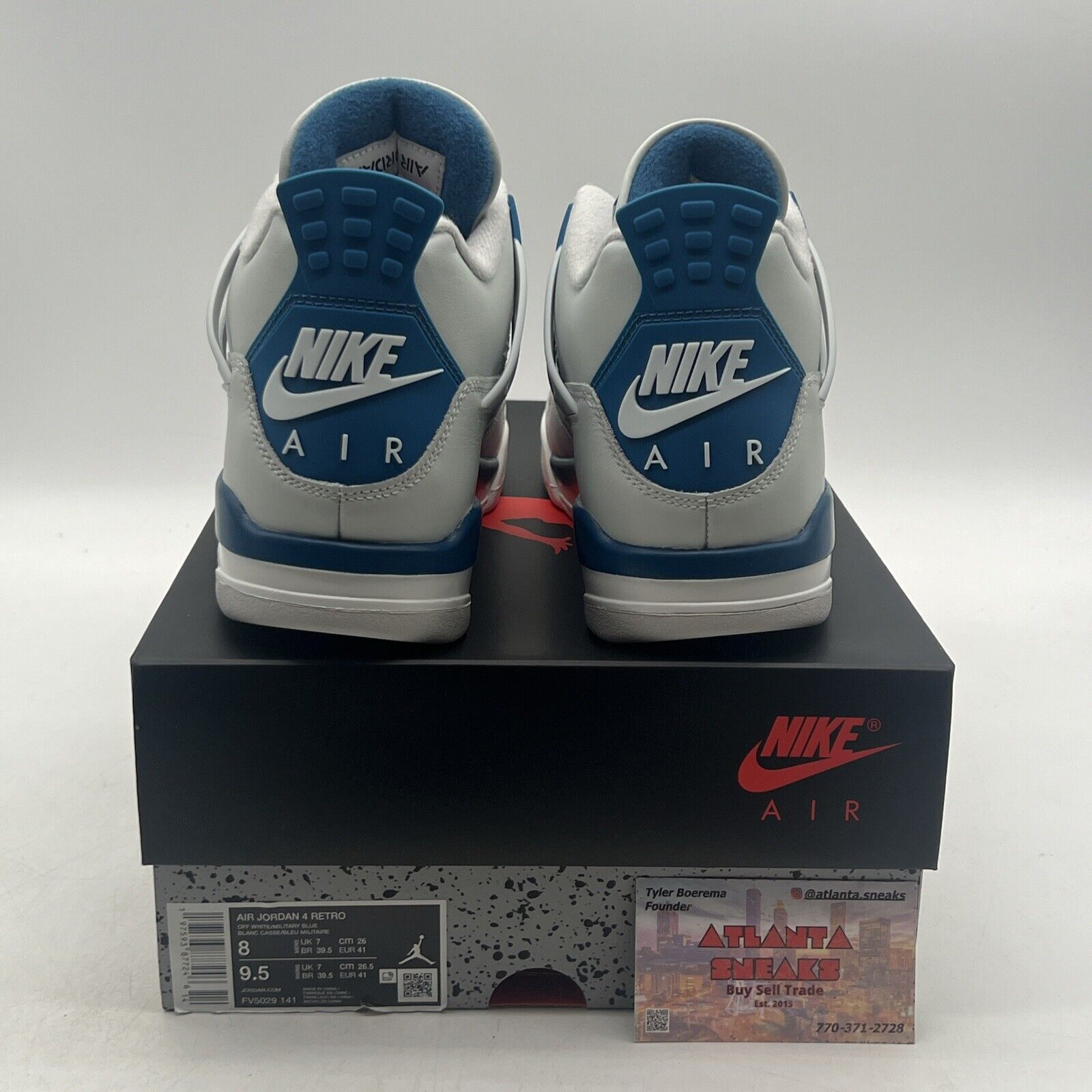 Size 8 - Air Jordan 4 Retro 2024 Military Blue White Leather Suede (FV5029-141).