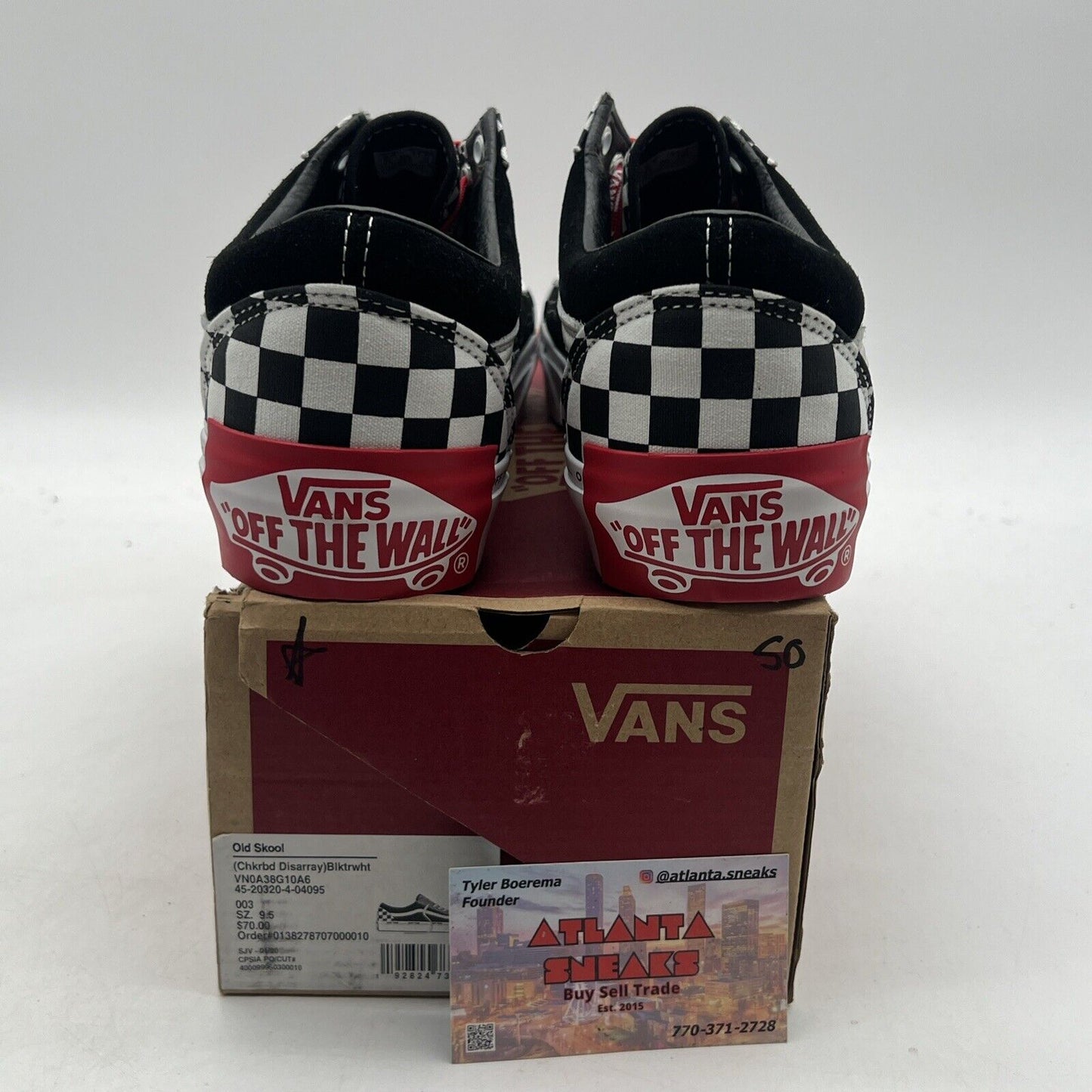 Size 9.5 - VANS Old Skool Checkerboard Disarray with Vans Chili Pepper/Red Laces