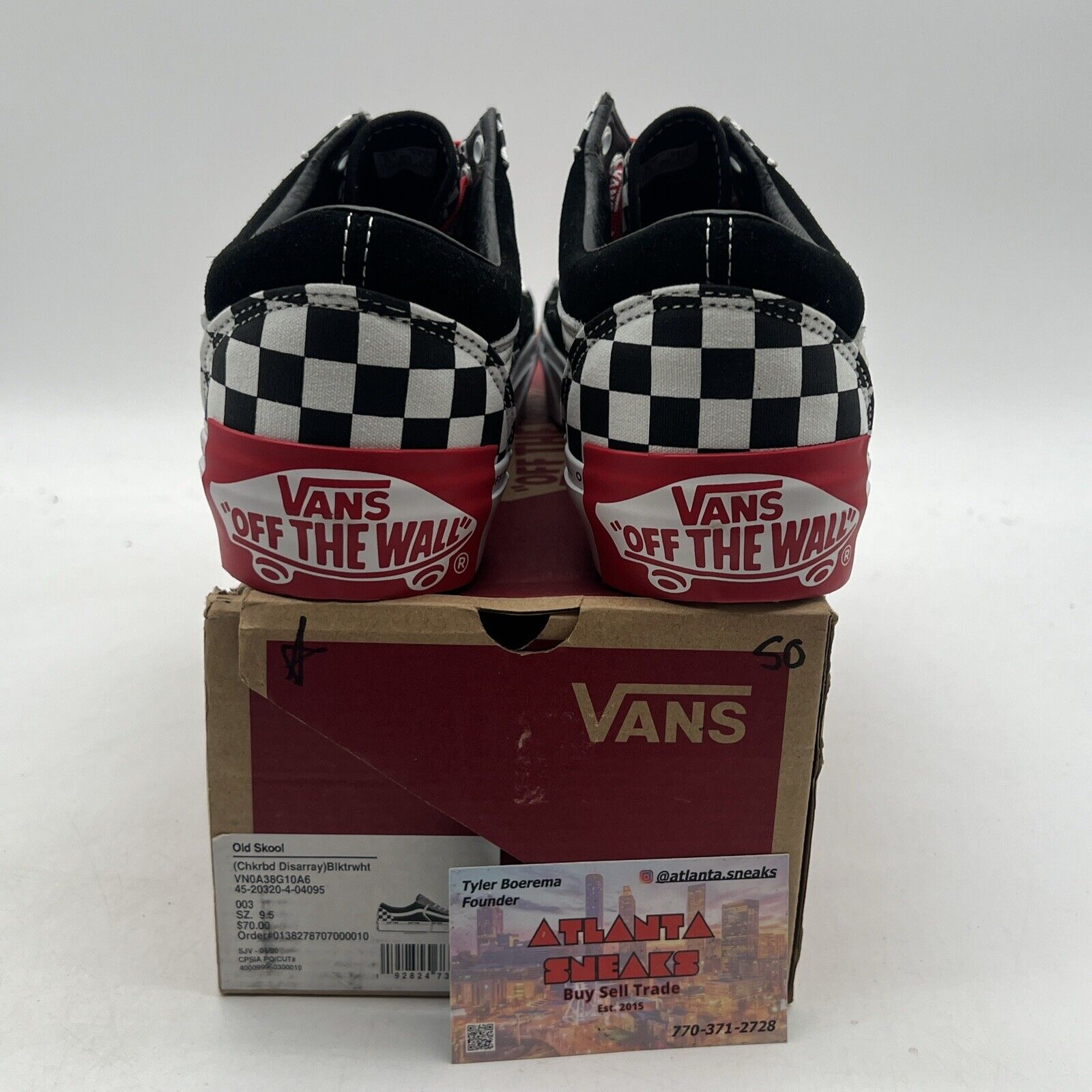 Size 9.5 - VANS Old Skool Checkerboard Disarray with Vans Chili Pepper/Red Laces