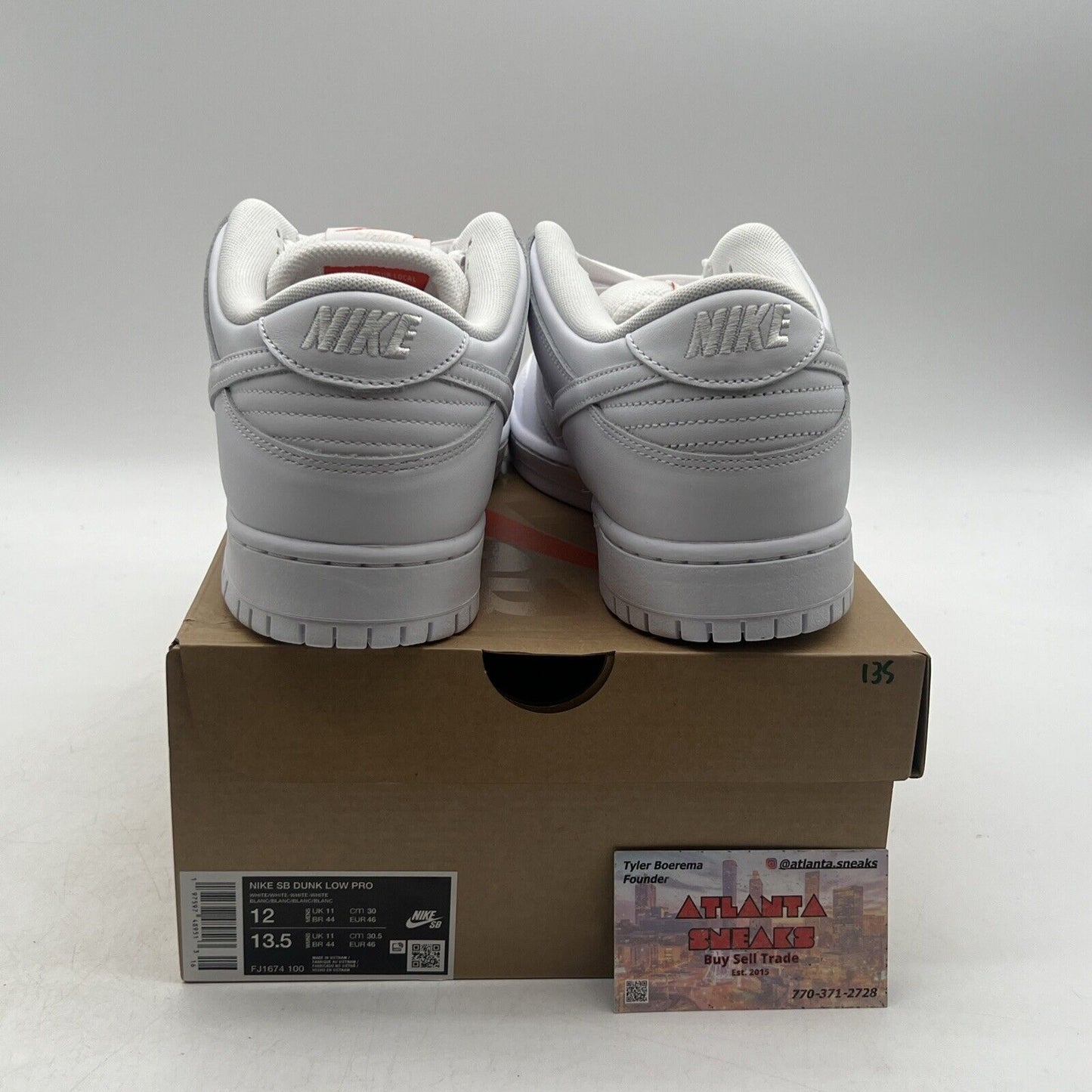 Size 12 - Nike SB Dunk Low Triple White Leather (FJ1674-100)
