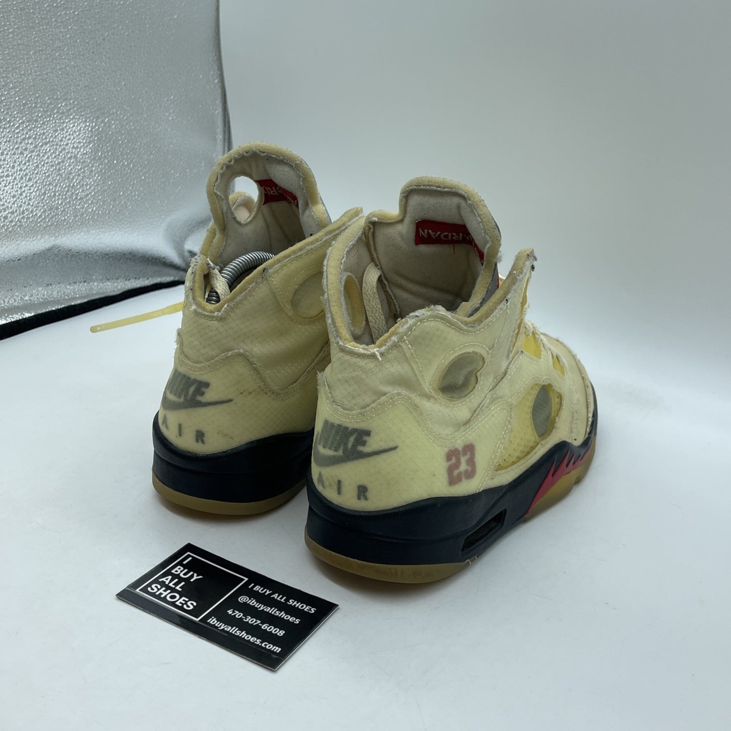 Size 7.5 - Jordan 5 SP x Off-White Mid Sail Red Black Leather (DH8565-100)