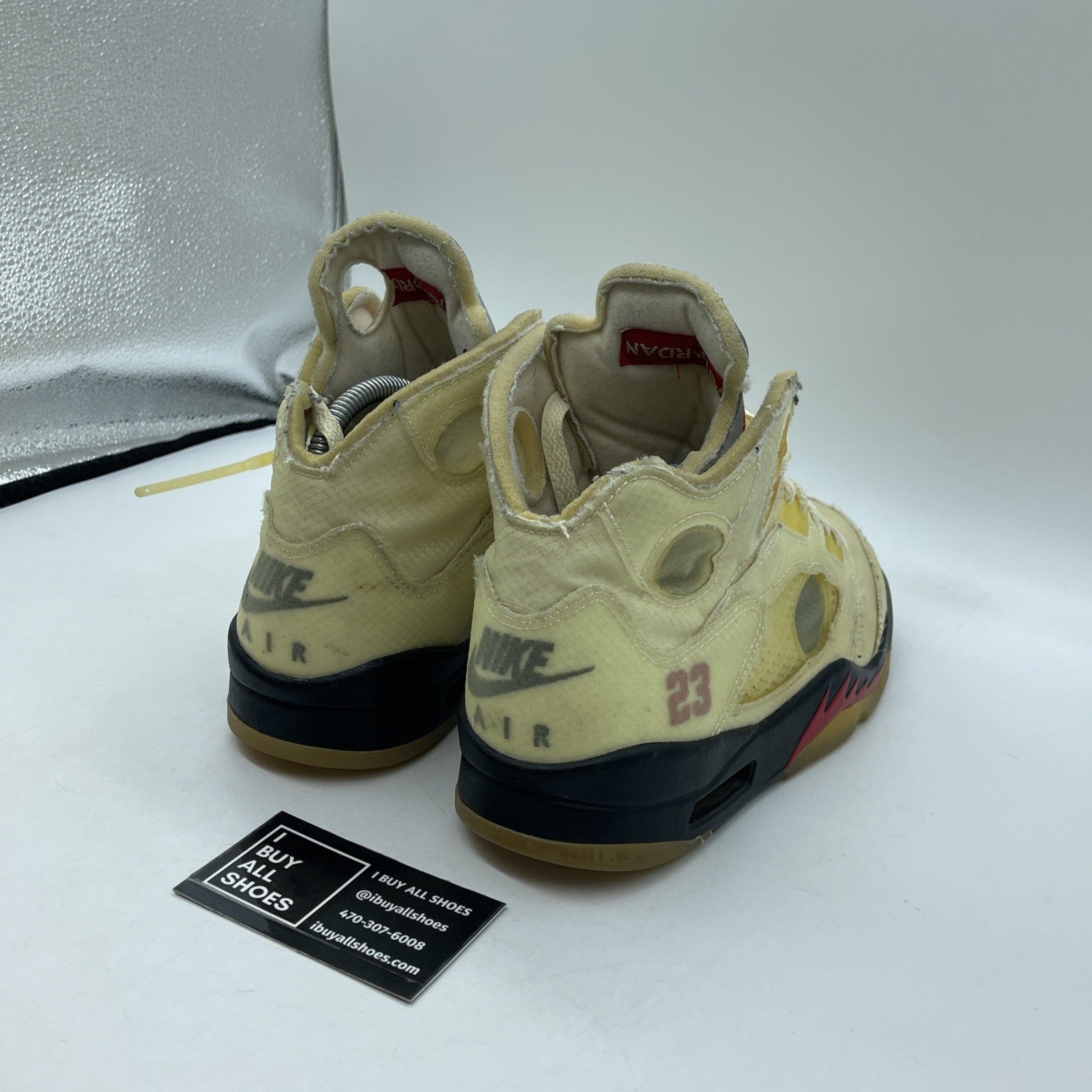 Size 7.5 - Jordan 5 SP x Off-White Mid Sail Red Black Leather (DH8565-100)