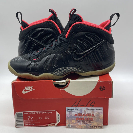 Size 7Y (GS) - Nike Little Posite Pro Mid Yeezy Black Suede Leather (644792-001)