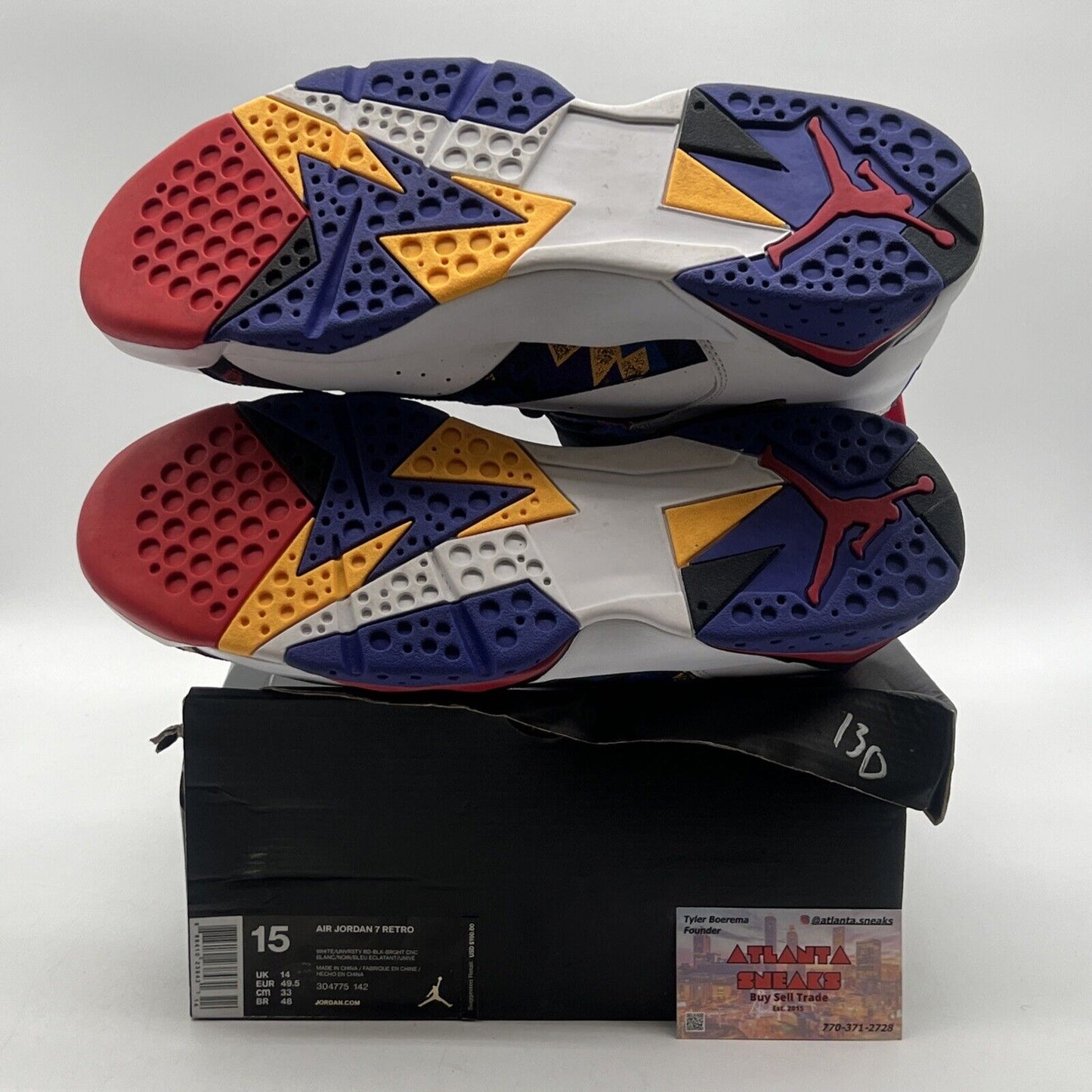 Size 15 - Air Jordan 7 Retro Sweater Purple Red White Yellow (304775-142)