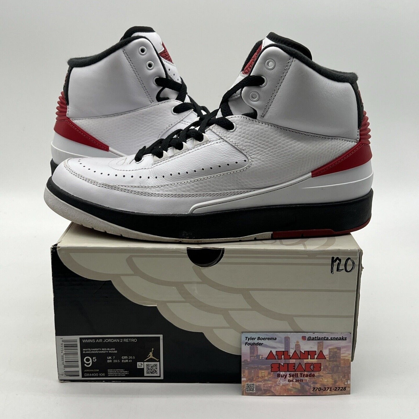 Size 9.5 - Air Jordan 2 Retro 2022 Chicago W Black White Red Leather DX4400-106