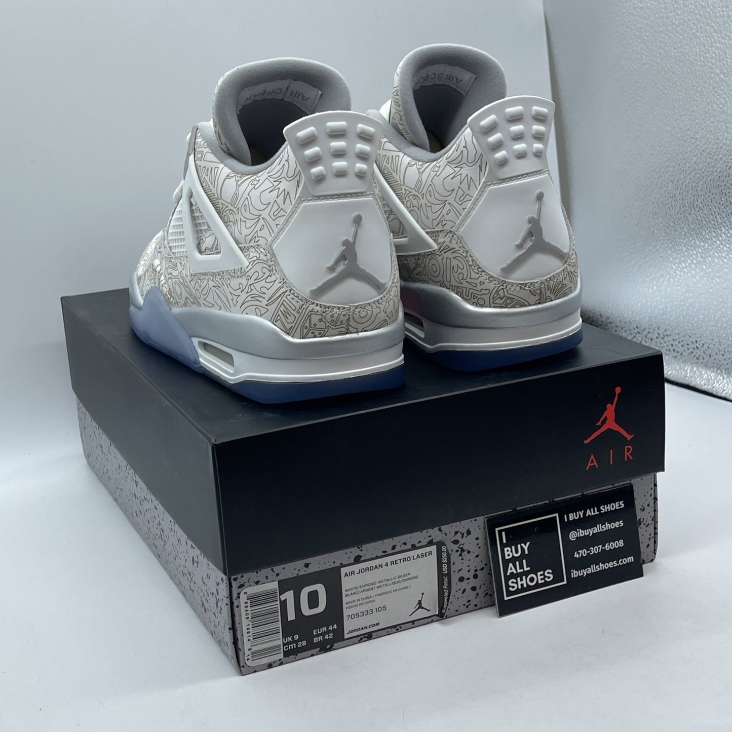Size 10 - Air Jordan 4 Retro 30th Anniversary Laser Grey Suede (705333-105(