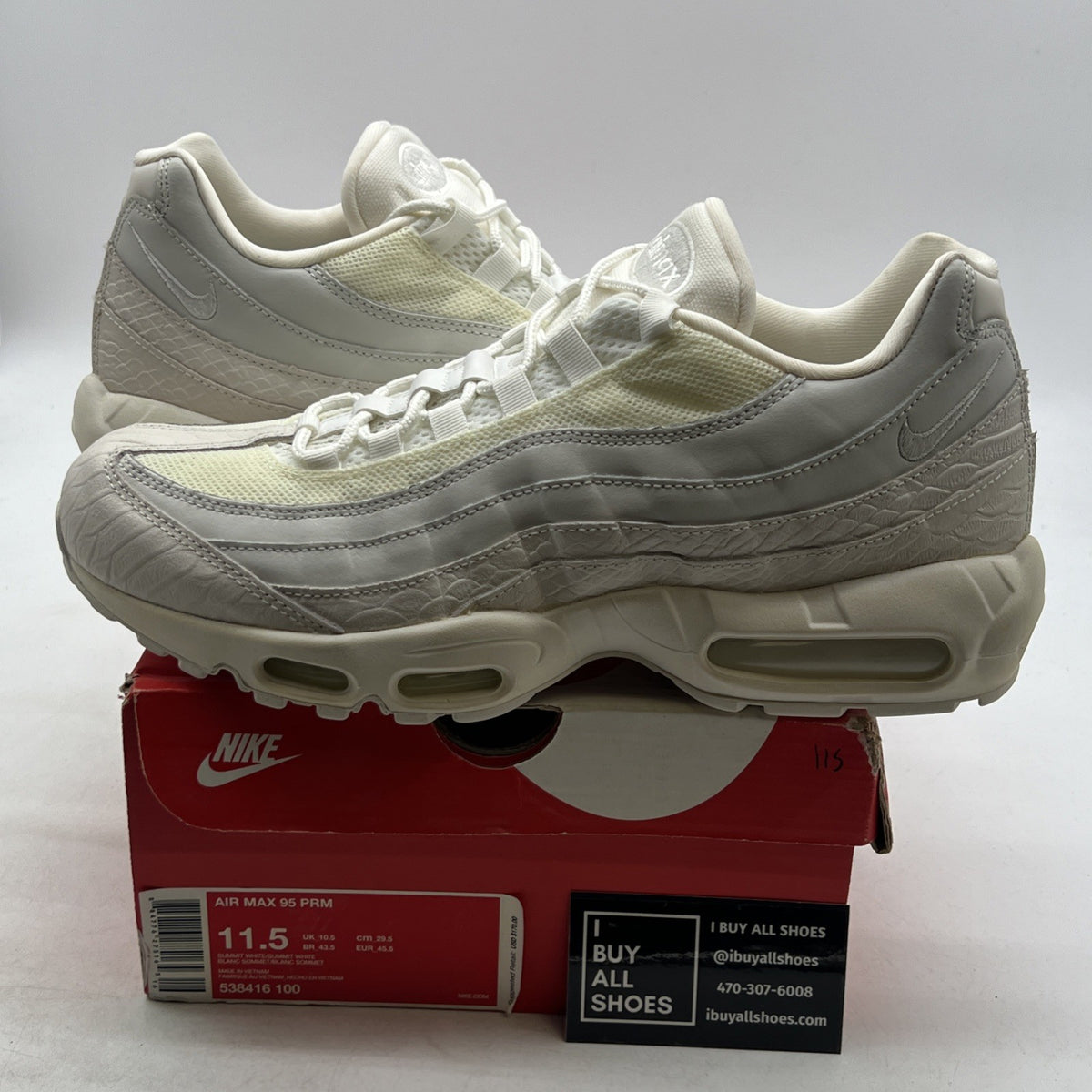 Size 11.5 - Nike Air Max 95 Premium Summit White (538416-100)