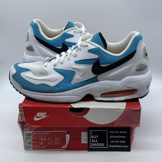 Size 10.5 - Nike Air Max 2 Light OG Blue Lagoon White Suede Leather (AO1741-100)
