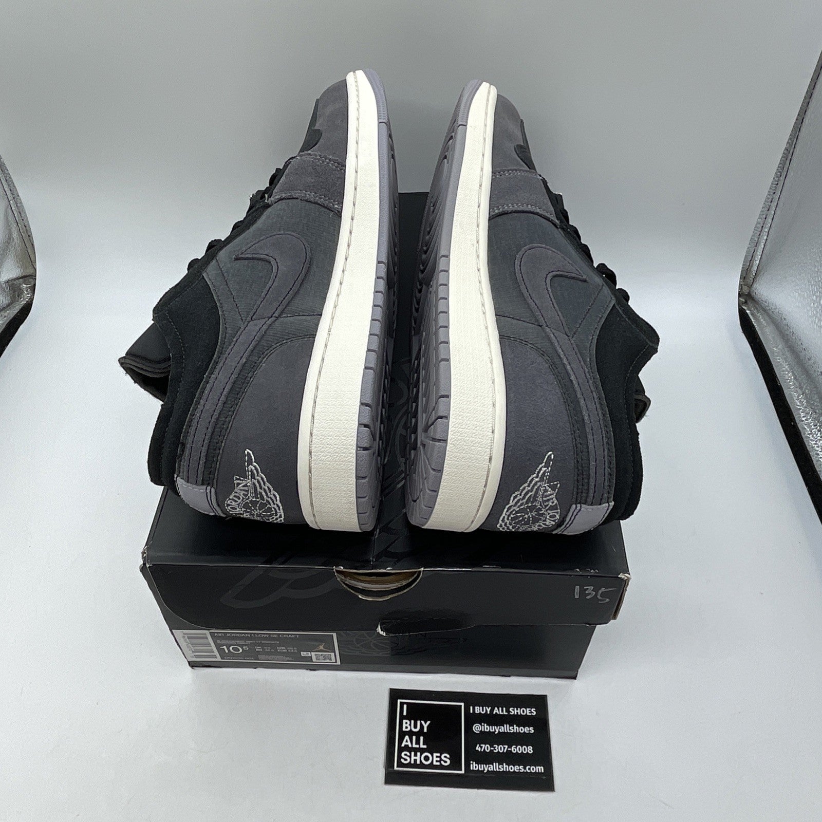 Size 10.5 - Jordan 1 Low Inside Out Black Gray Suede Leather (DN1635-001)