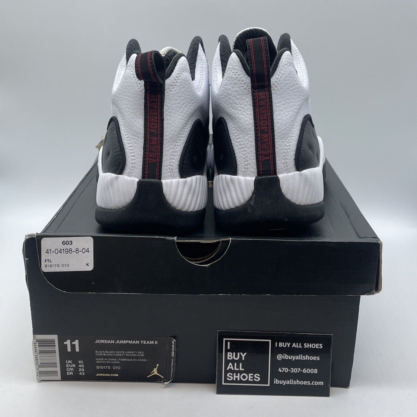 Size 11 - Jordan Jumpman Team 2 White Black Leather (819175-010)
