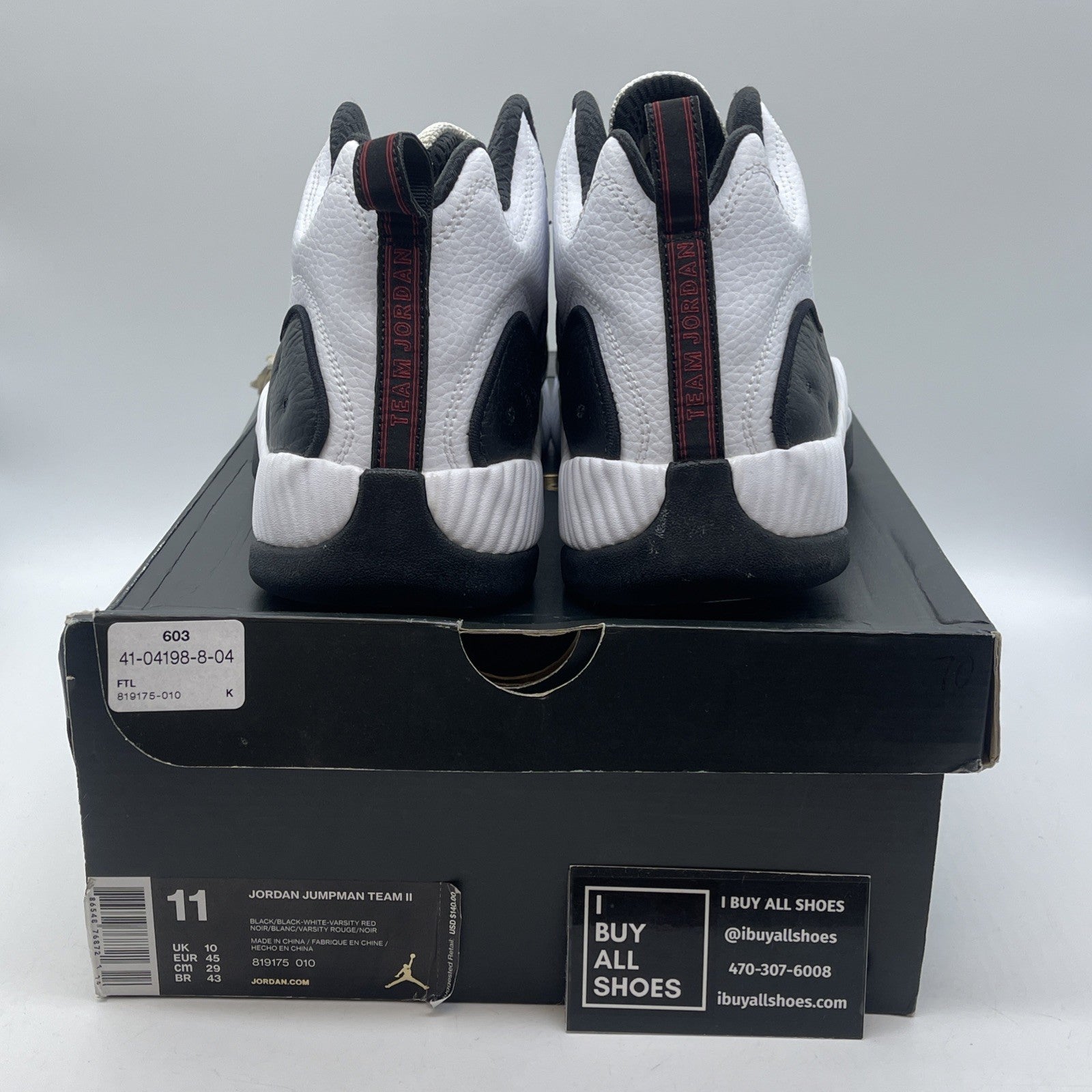 Size 11 - Jordan Jumpman Team 2 White Black Leather (819175-010)