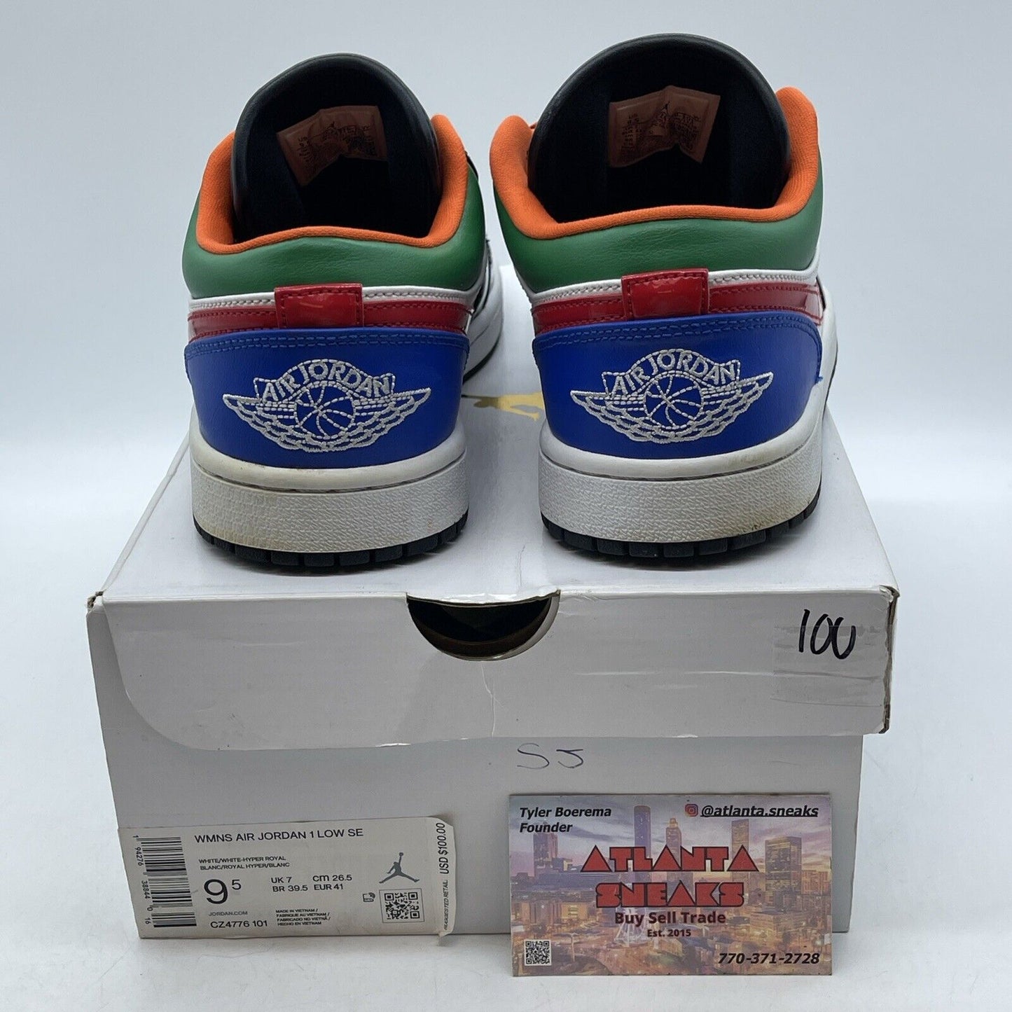 Size 8W - Air Jordan 1 Low Multi-Color Black White Green Blue (CZ4776-101)