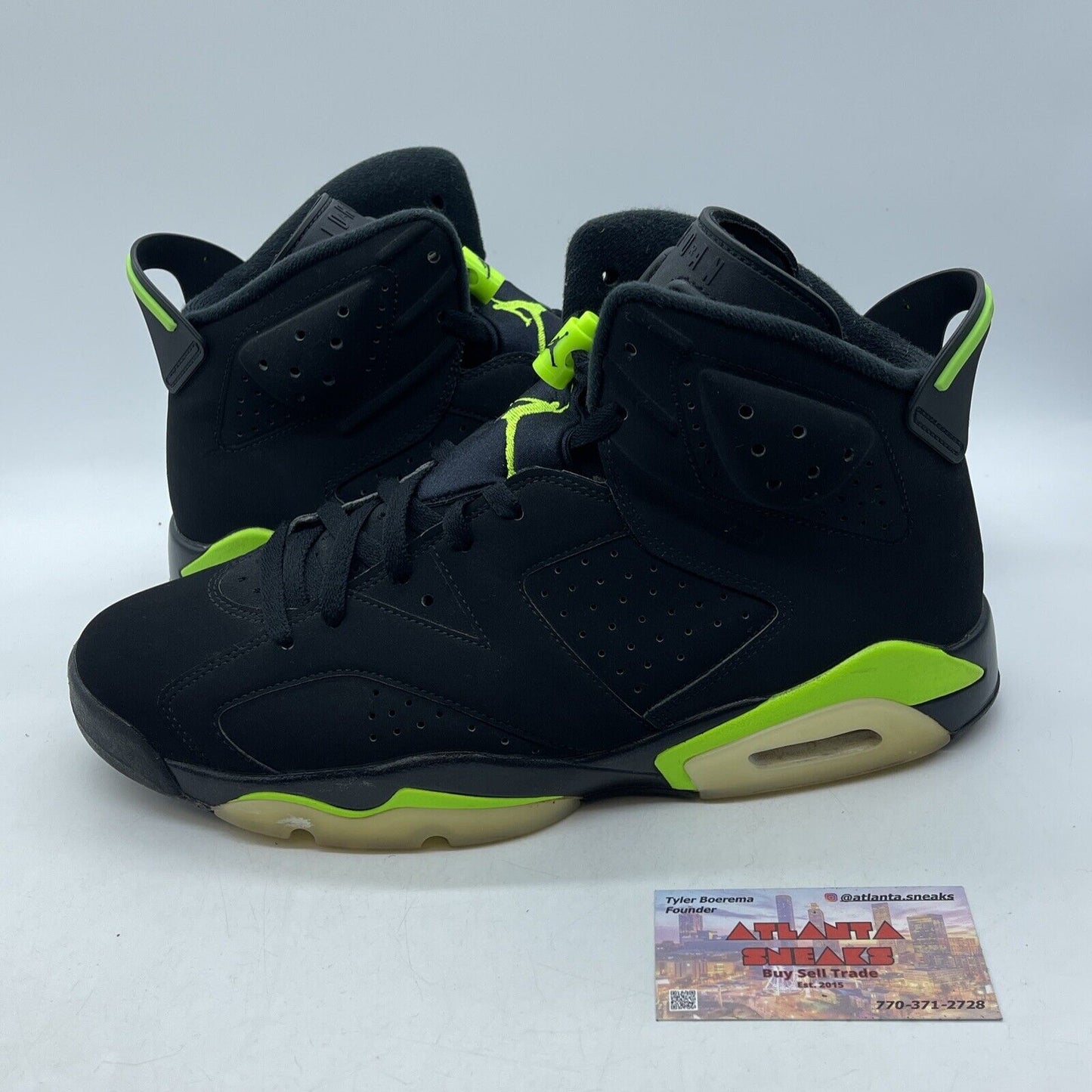 Size 11.5 - Jordan 6 Retro Electric Green 2021 Black Suede Leather (CT8529-003)