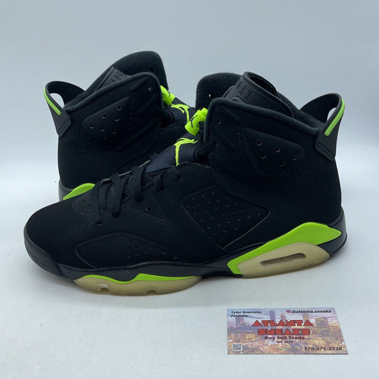 Size 11.5 - Jordan 6 Retro Electric Green 2021 Black Suede Leather (CT8529-003)