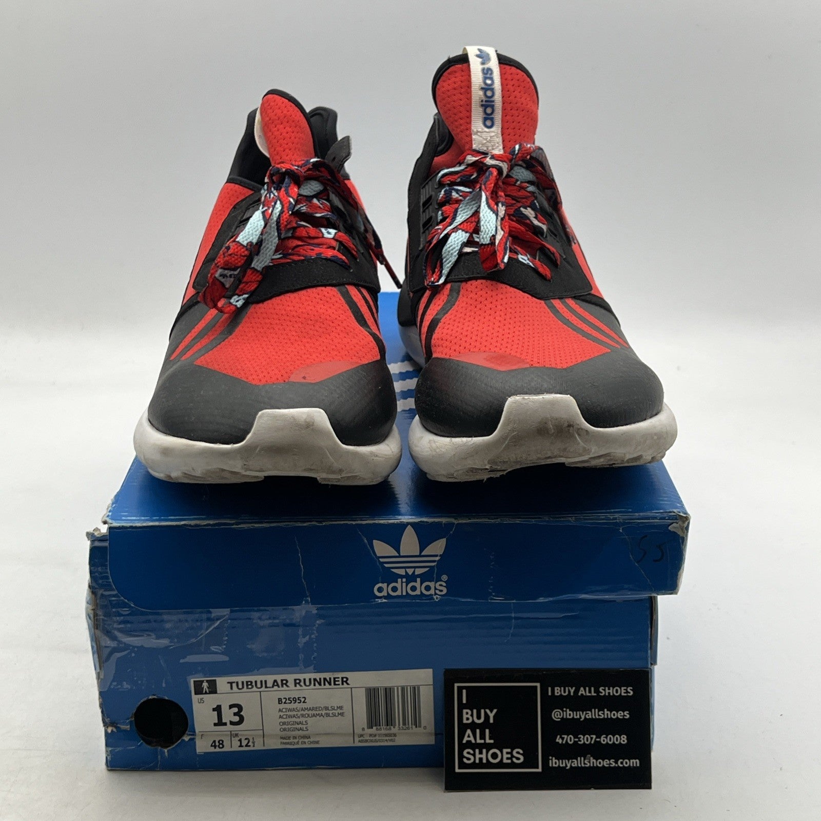 Size 13 - Adidas Tubular Runner Red Black (B25952)