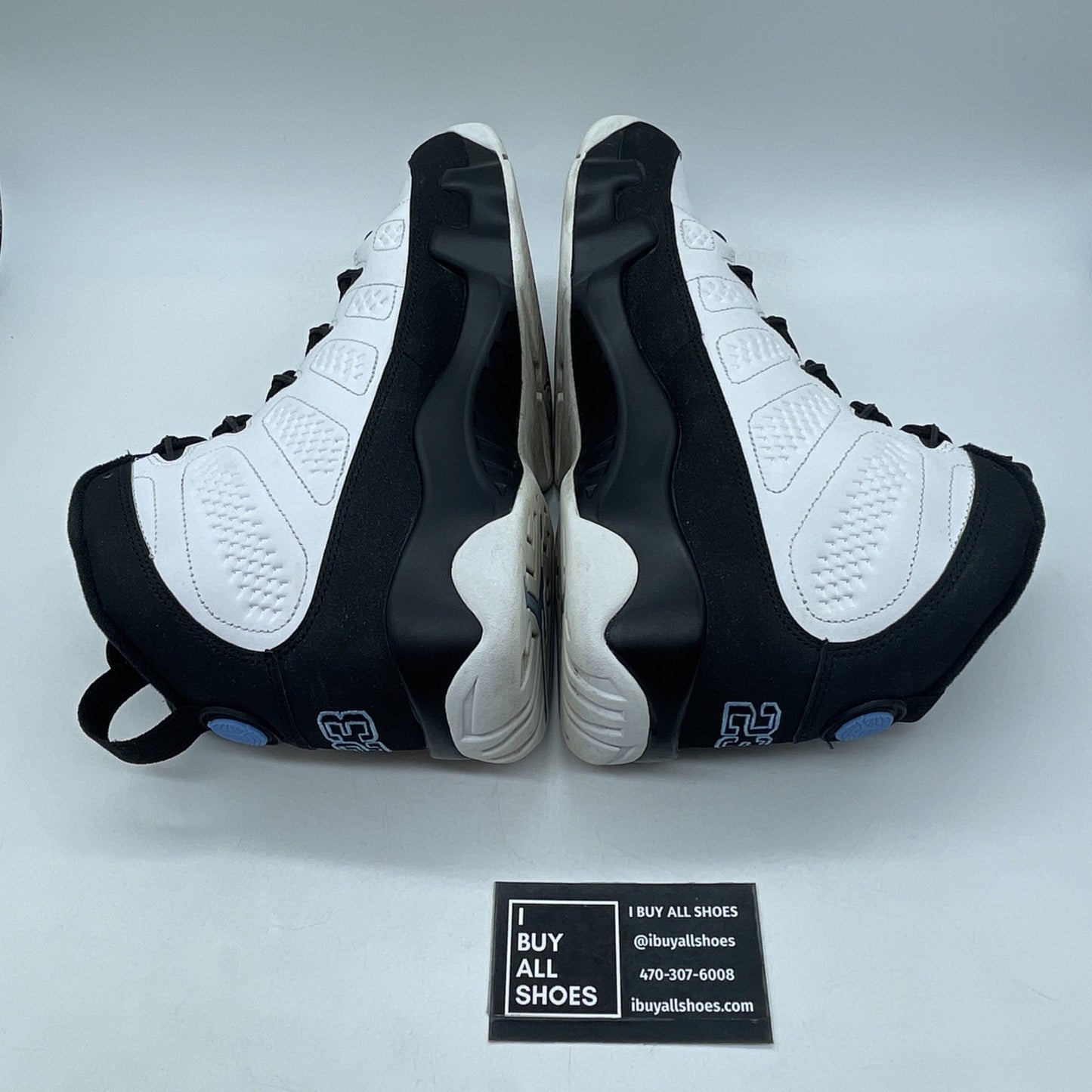 Size 10 - Jordan 9 Retro University Blue White Black Leather (CT8019-140)