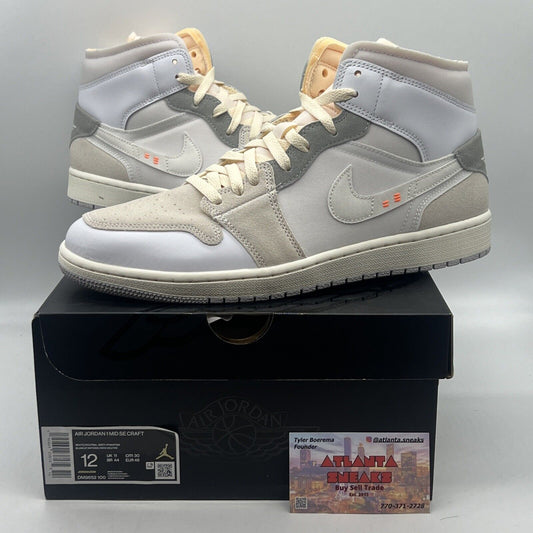 Size 12 - Jordan 1 Mid SE Craft White 2022 Brand New Og All White